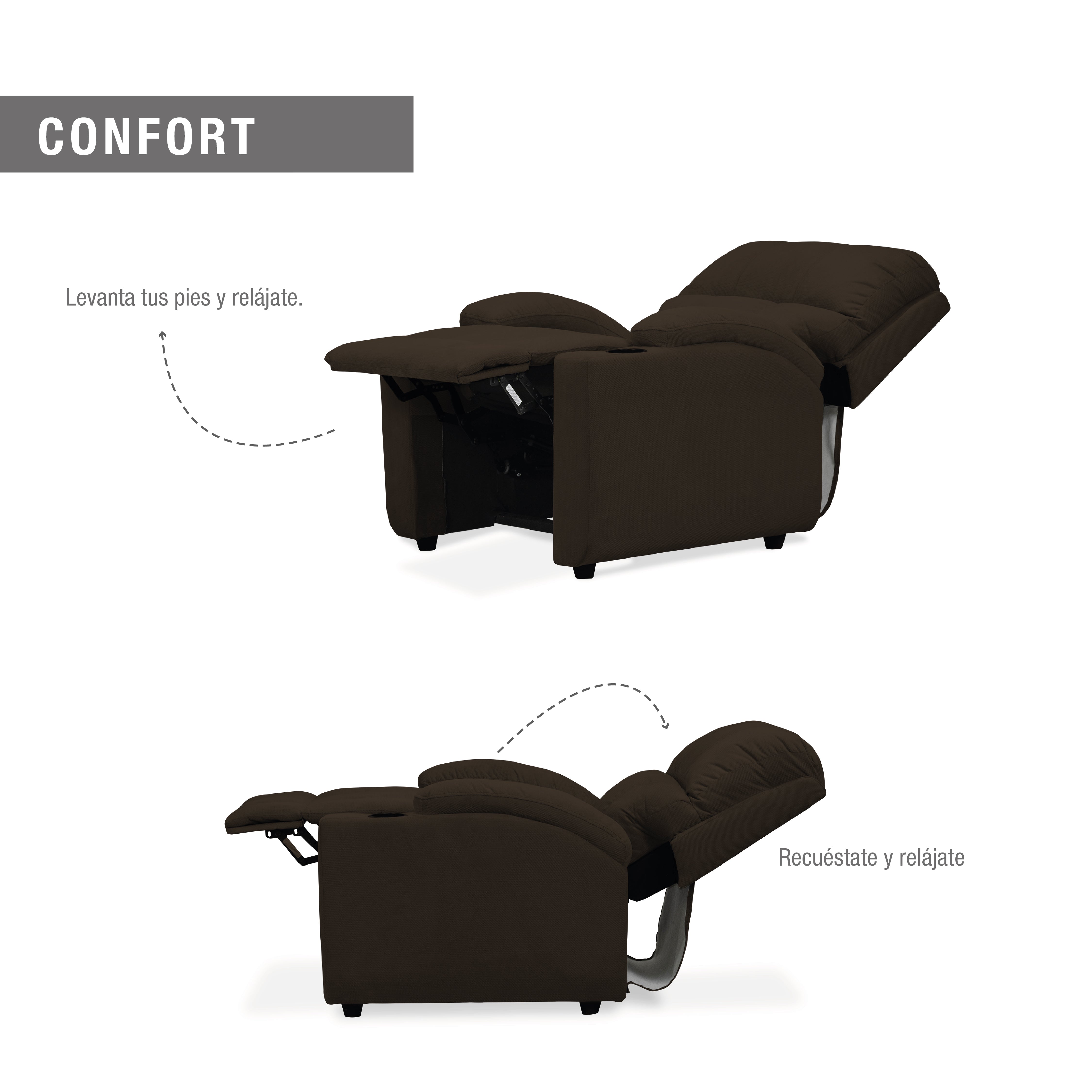 Silla reclinable alan 1 puesto microfibra chocolate