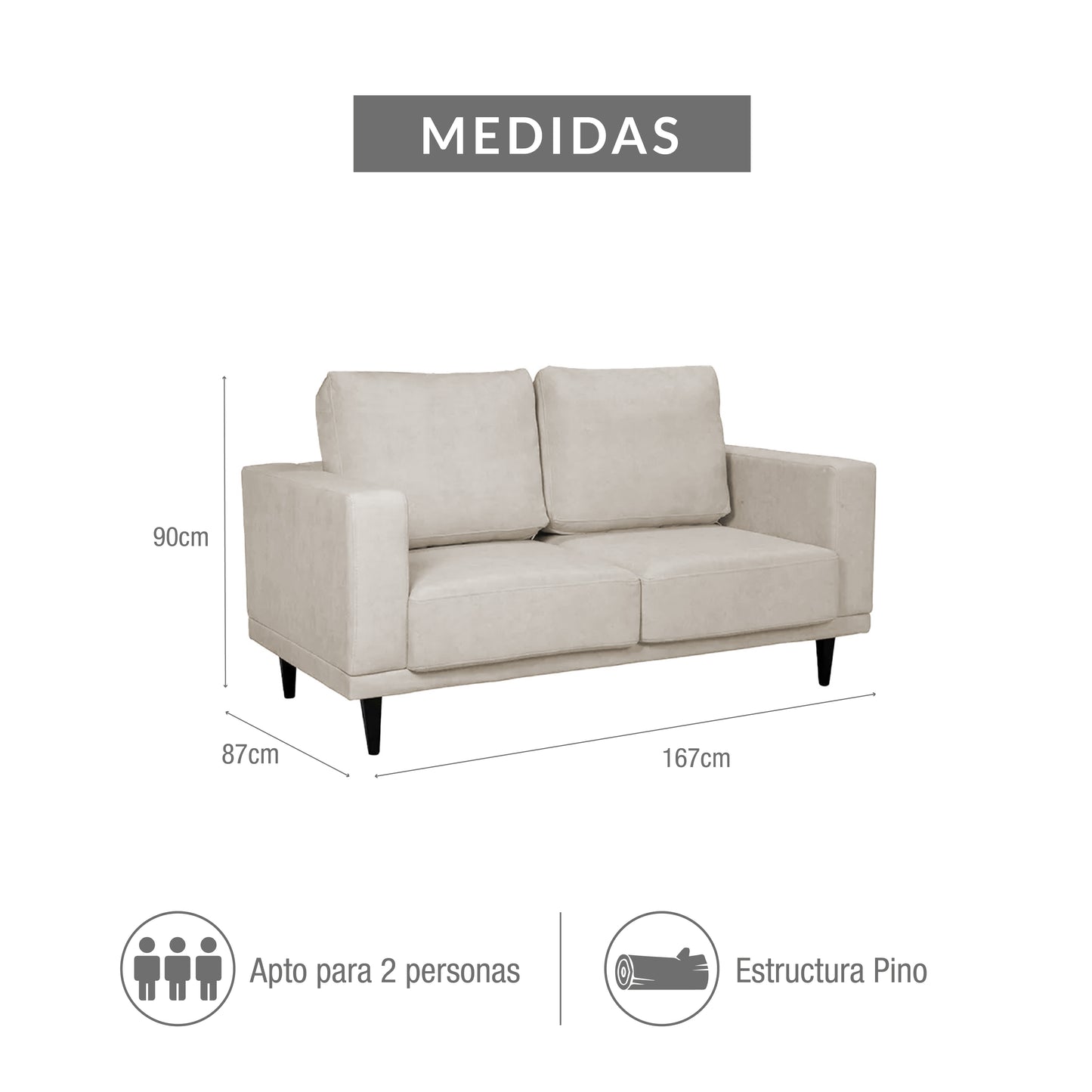 SOFA 2 PUESTOS RIVERSIDE IVORY