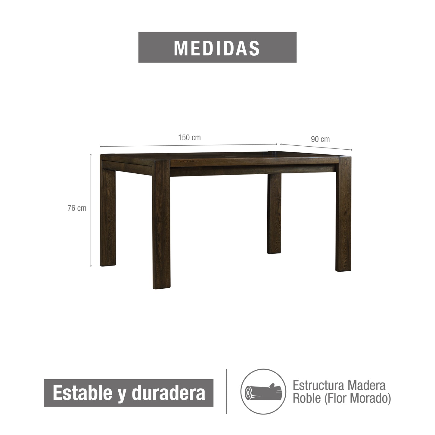 MESA COMEDOR OXFORD 6 PTOS 160X90 NATURAL OSCURO NT OSCURO