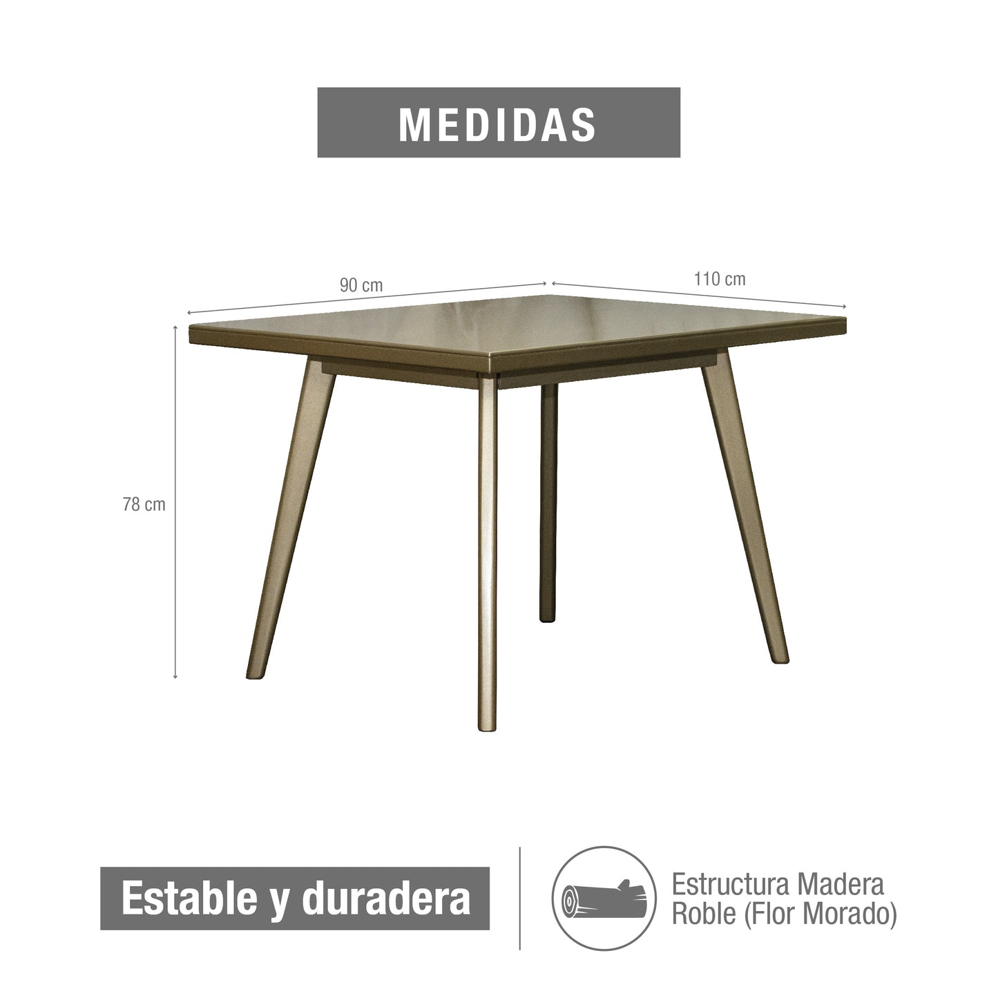 MESA COMEDOR 4 PUESTOS REGINA CHAMPAÑA CHAMPAN