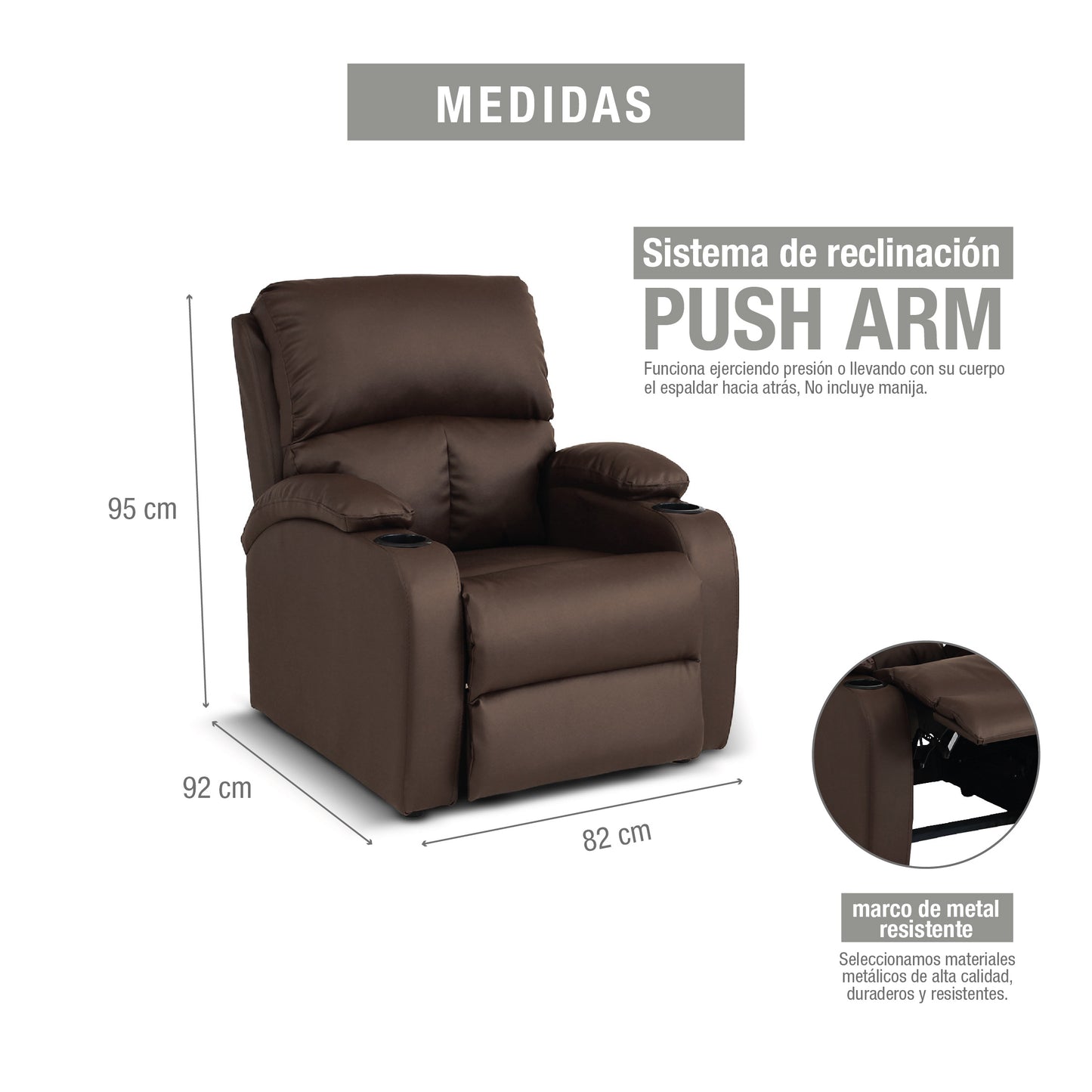 SILLA RECLINABLE AMBER ESTATICA SINTETICO CHOCOLATE