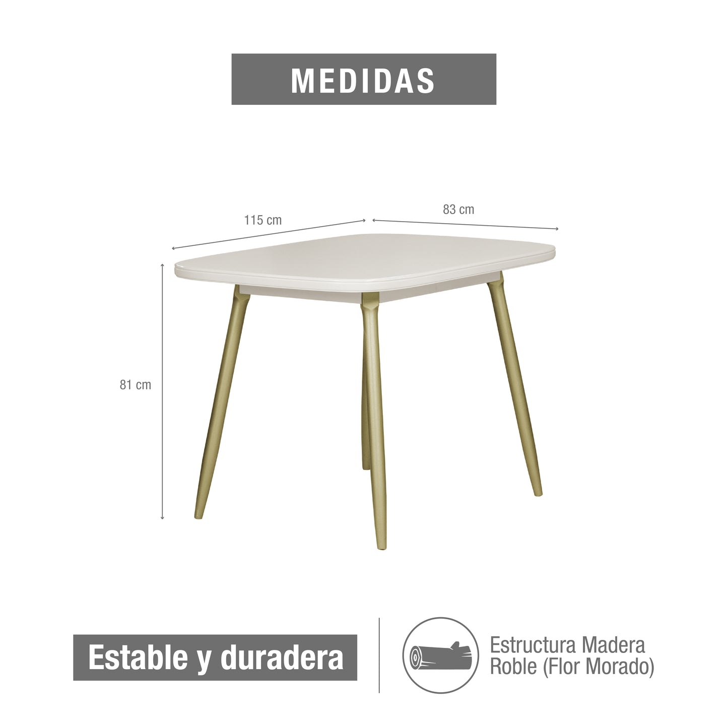 MESA COMEDOR 4 PUESTOS NOVA PERLA - CHAMPAN