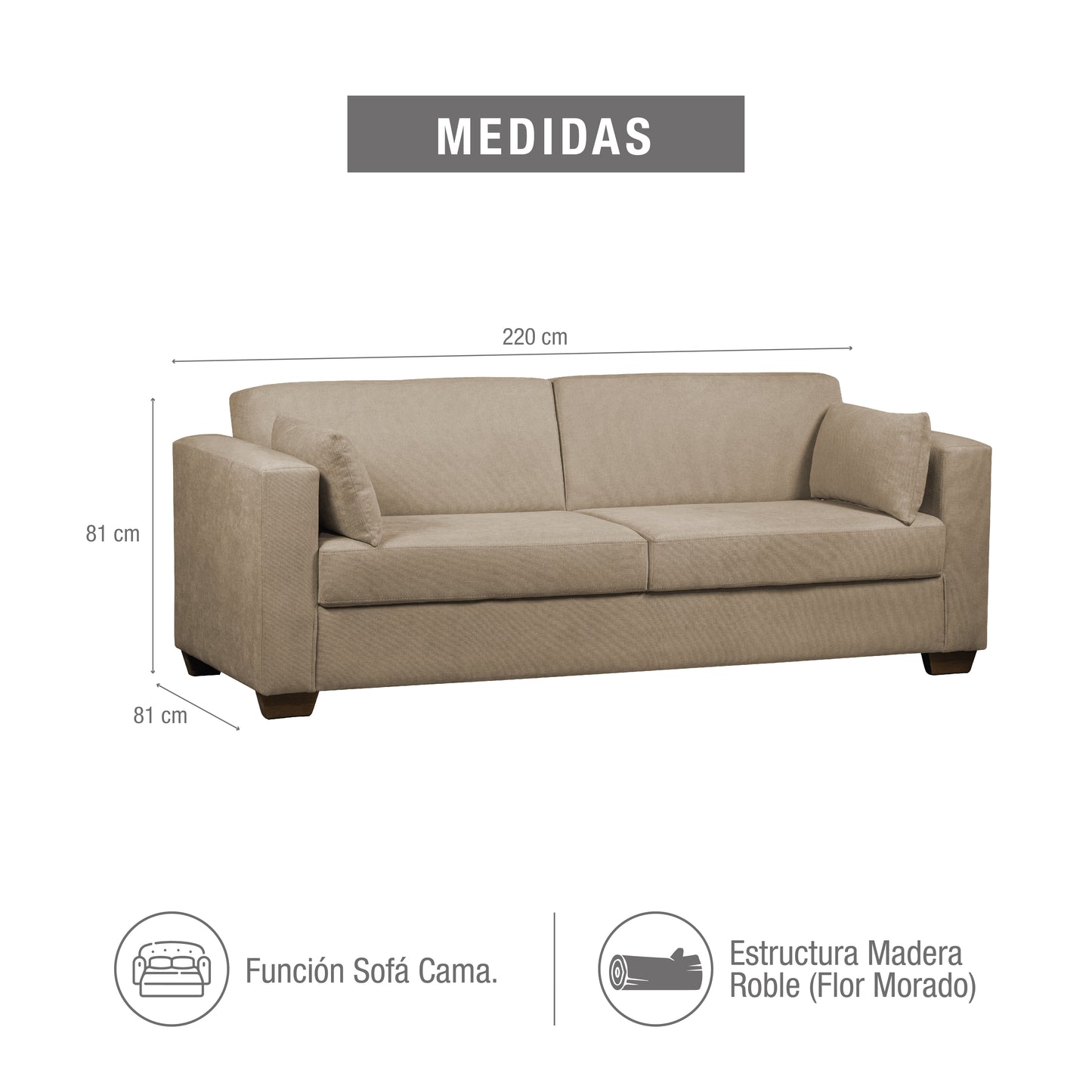 SOFA CAMA HUNTER ALMENDRA