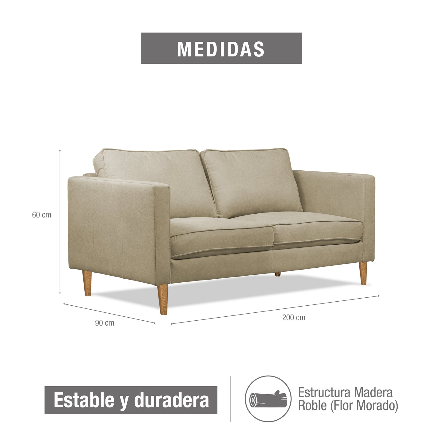 SOFÁ 3 PUESTOS MONTREAL MICROFIBRA CAMEL