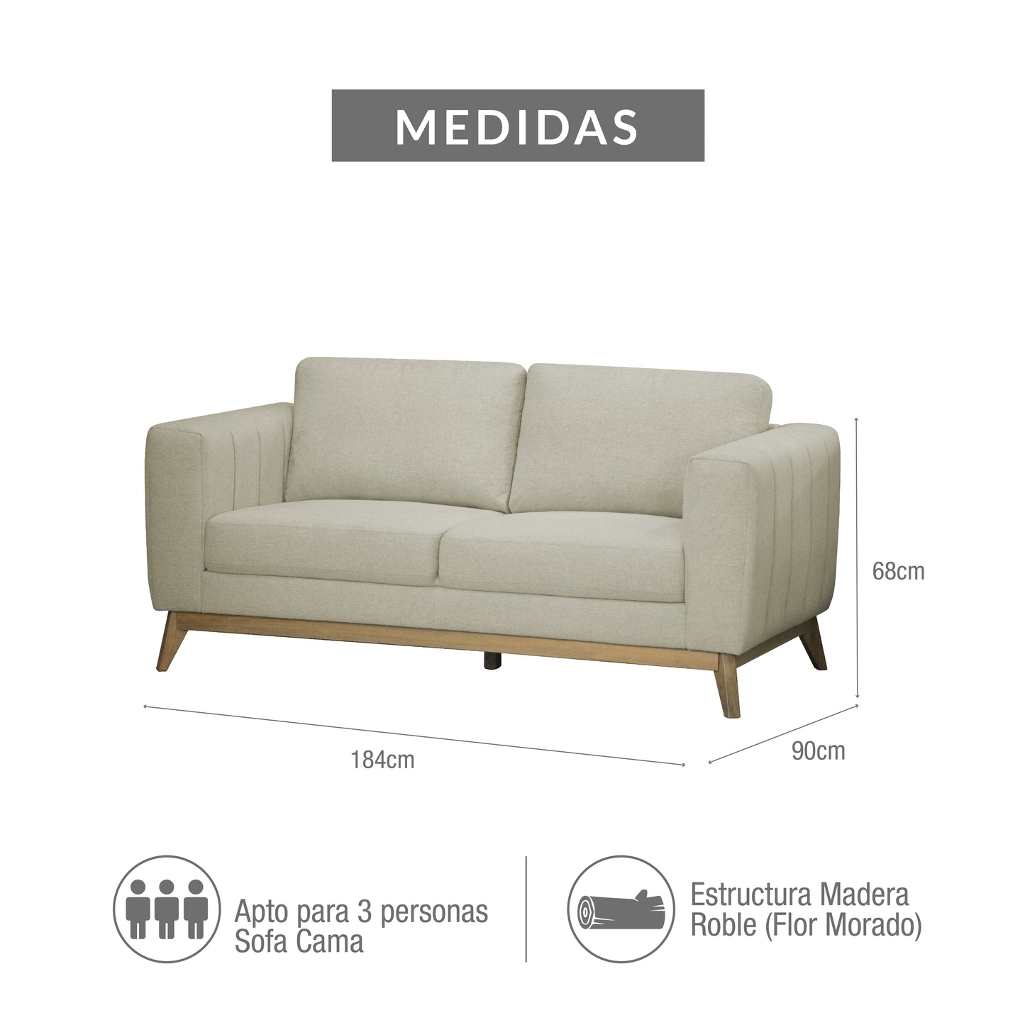 SOFA 3 PUESTOS REGINA MICROFIBRA BEIGE