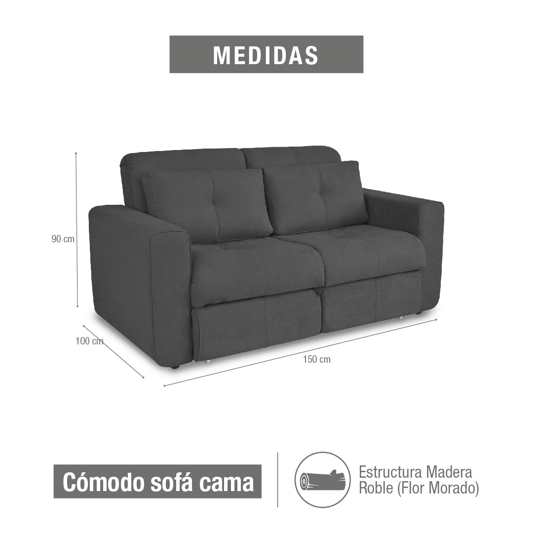 Sofa cama bourbon 1.10 microfibra gris plomo