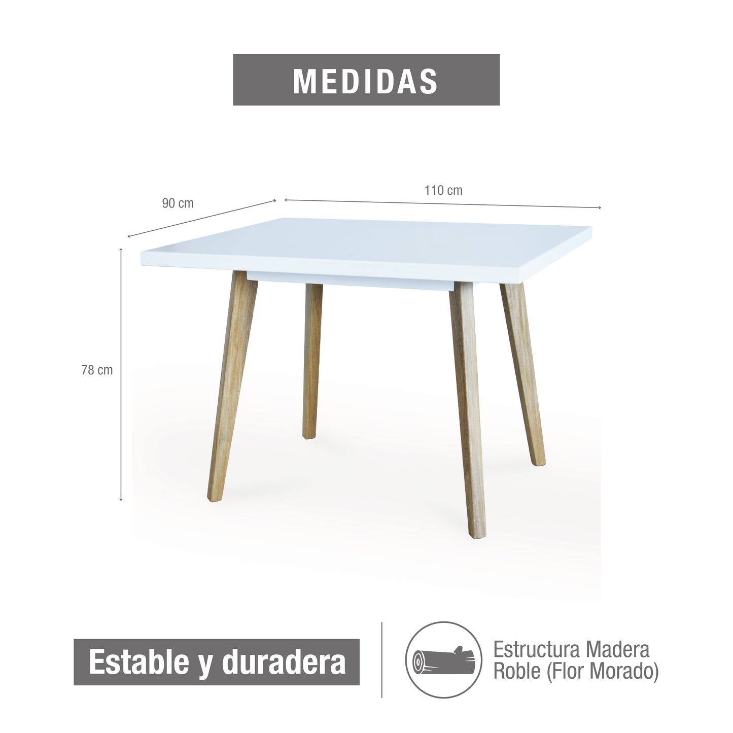 MESA COMEDOR 4 PUESTOS SEUL BLANCO - NATURAL
