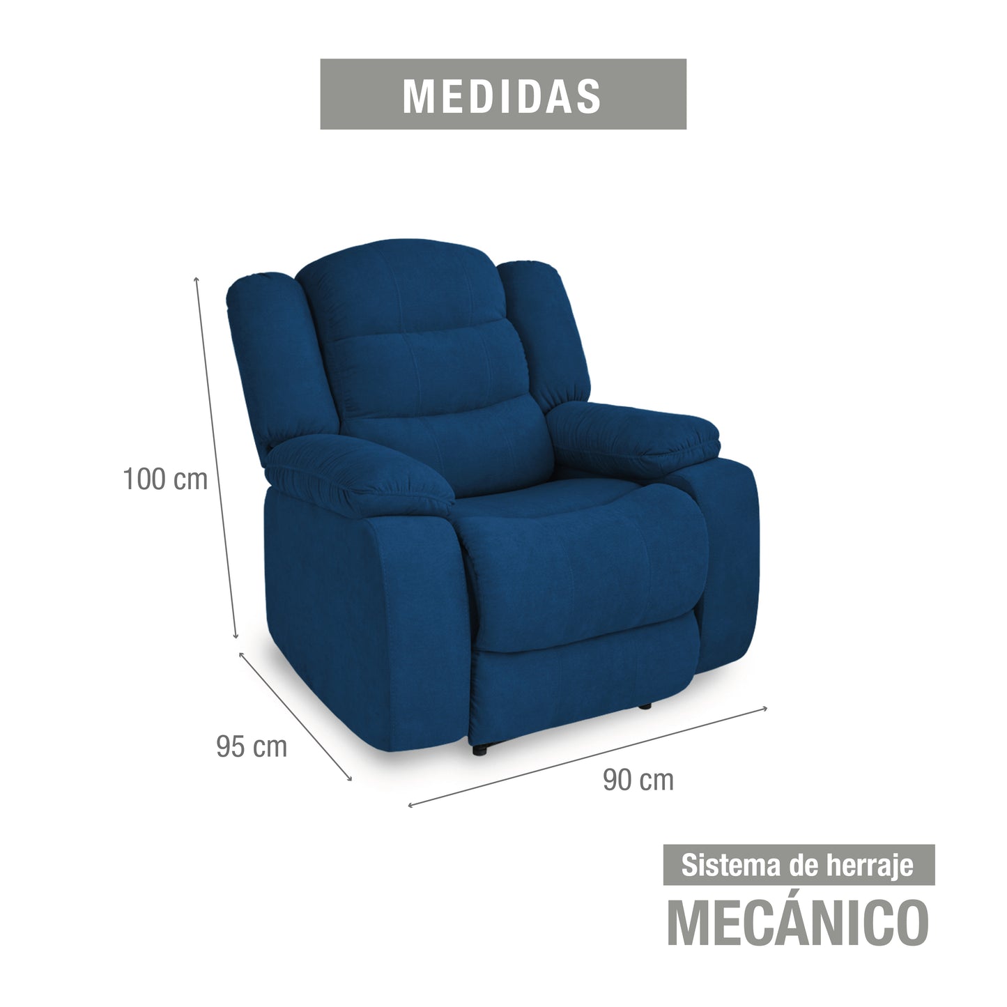 SILLA RECLINABLE GRAND ESTATICA 1 PUESTO MICROFIBRA AZUL