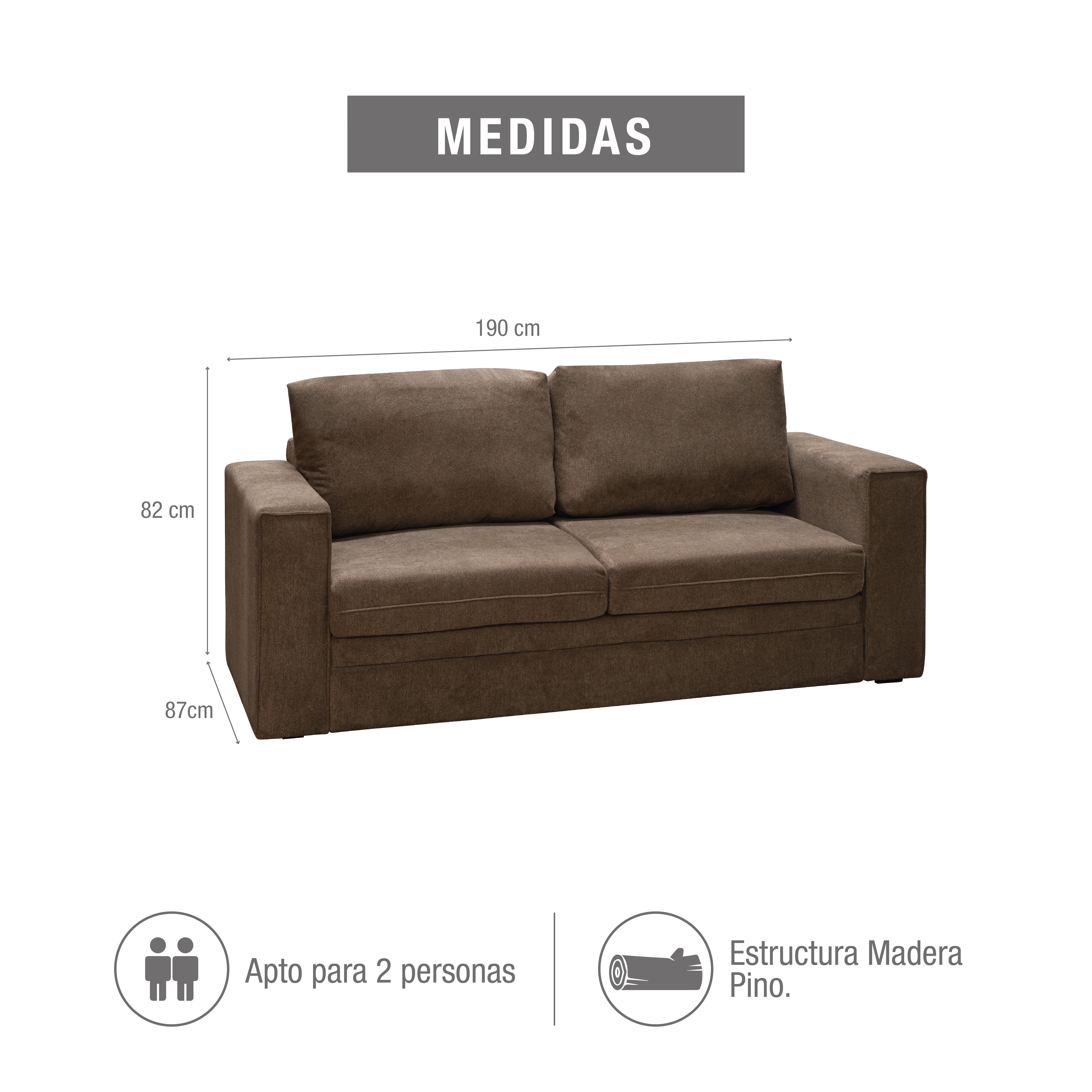 Sofá 2 puestos cusco microfibra taupe