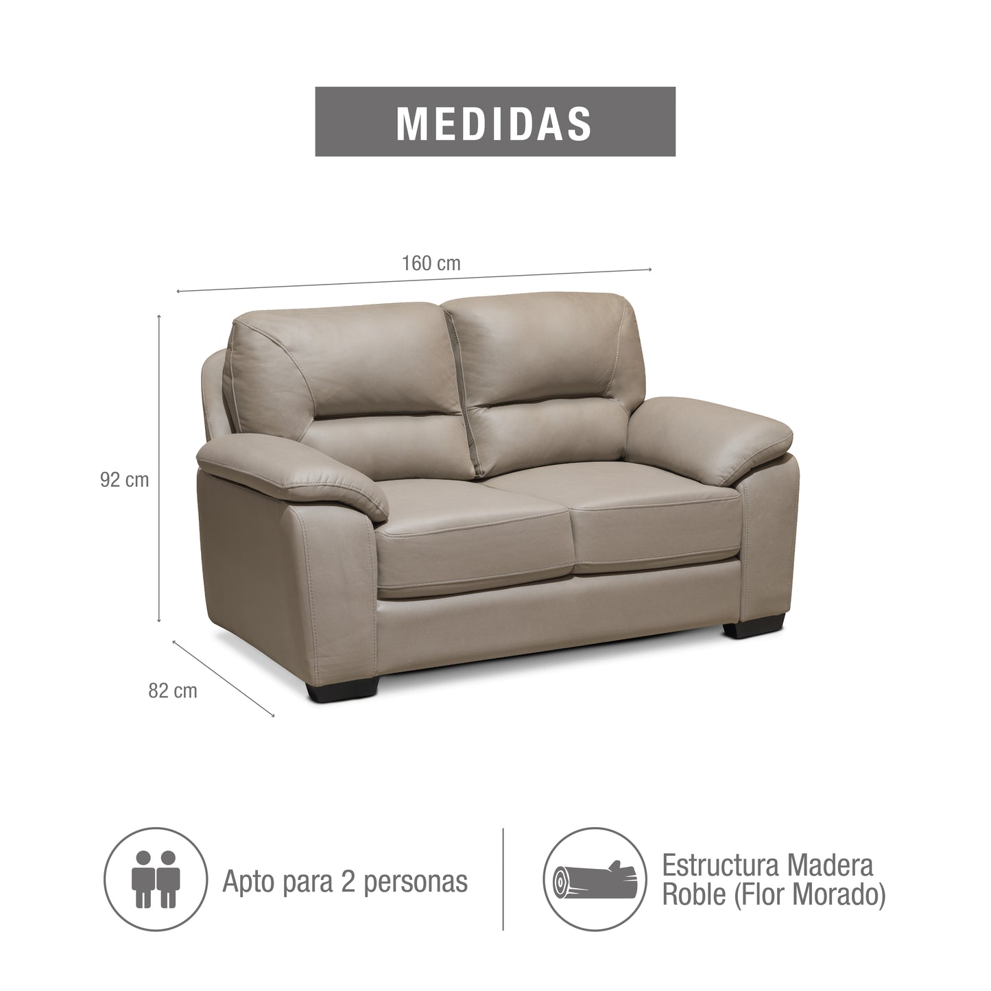 SOFA ALBERT 2 PTOS TIPO SINTETICO TAUPE