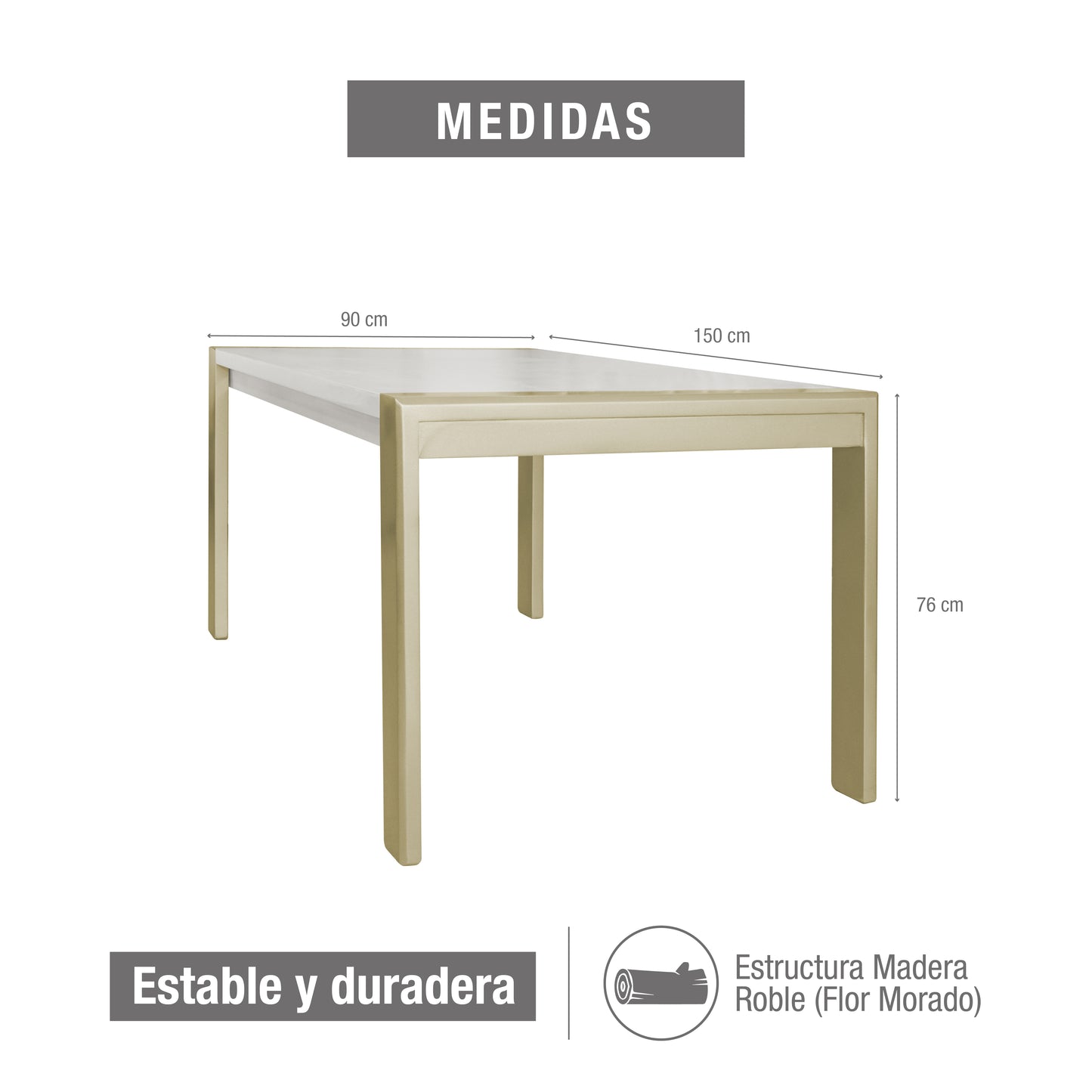 MESA COMEDOR OXFORD 6 PTOS 160X90 BLANCO PERLA CHAMPAN