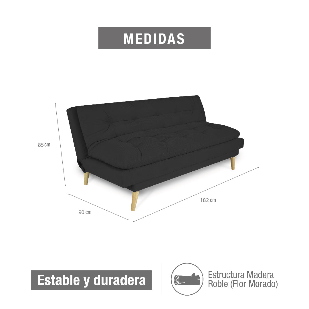 SOFA CAMA NANTES MICROFIBRA GRIS OSCURO
