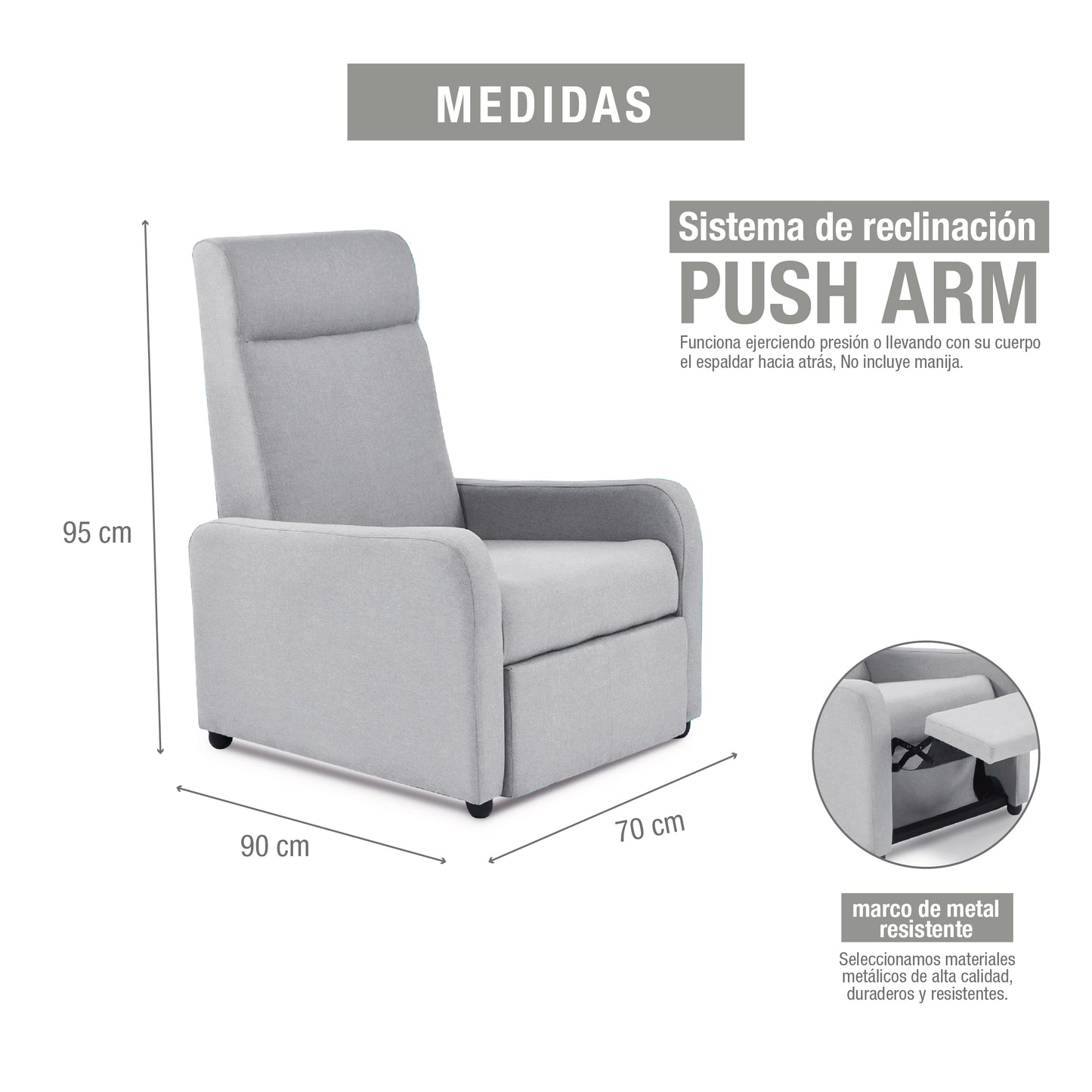 SILLA RECLINABLE PRAXIS MICROFIBRA PLATA