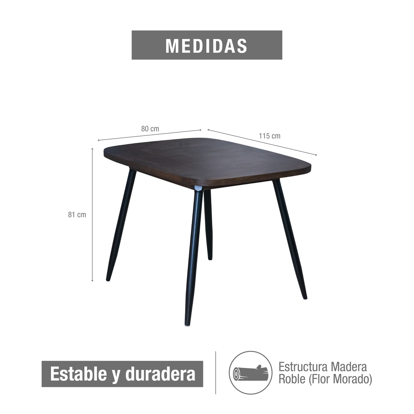 COMEDOR 4 PUESTOS NOVA NATURAL OSC NEGRO MATE MICROFIBRA TAUPE