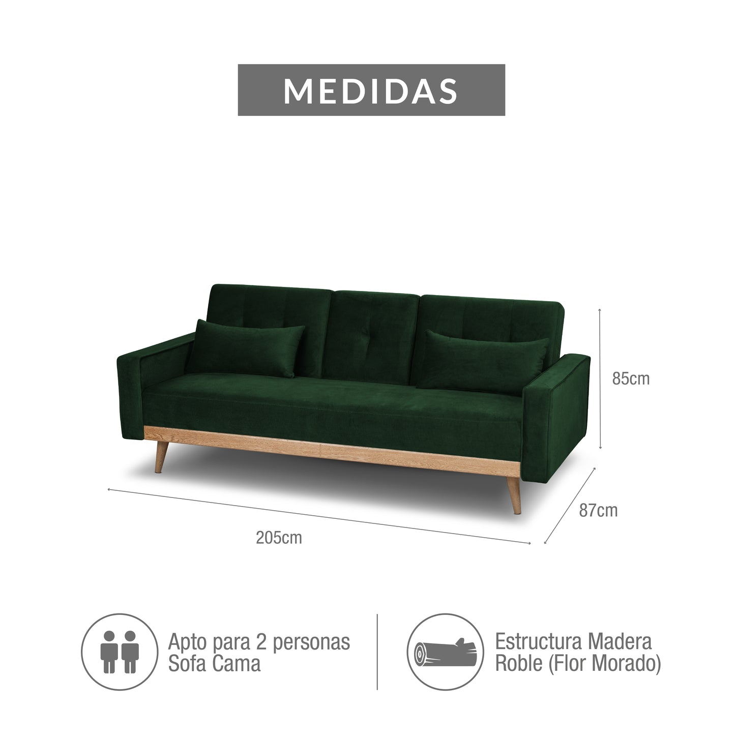 SOFA CAMA DEBBY 2.0 MICROFIBRA ESMERALDA