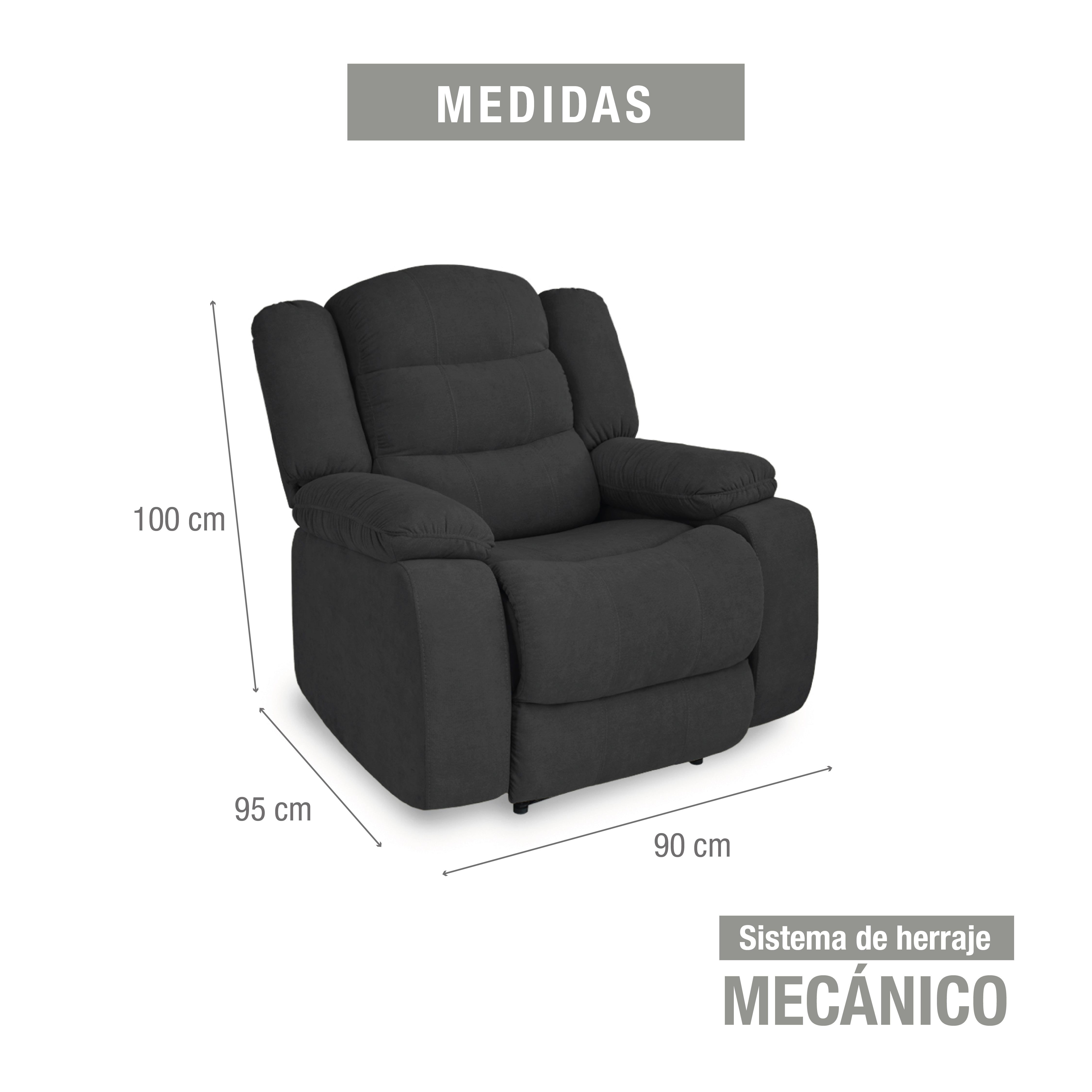 Silla reclinable grand estatica 1 puesto microfibra gris plomo