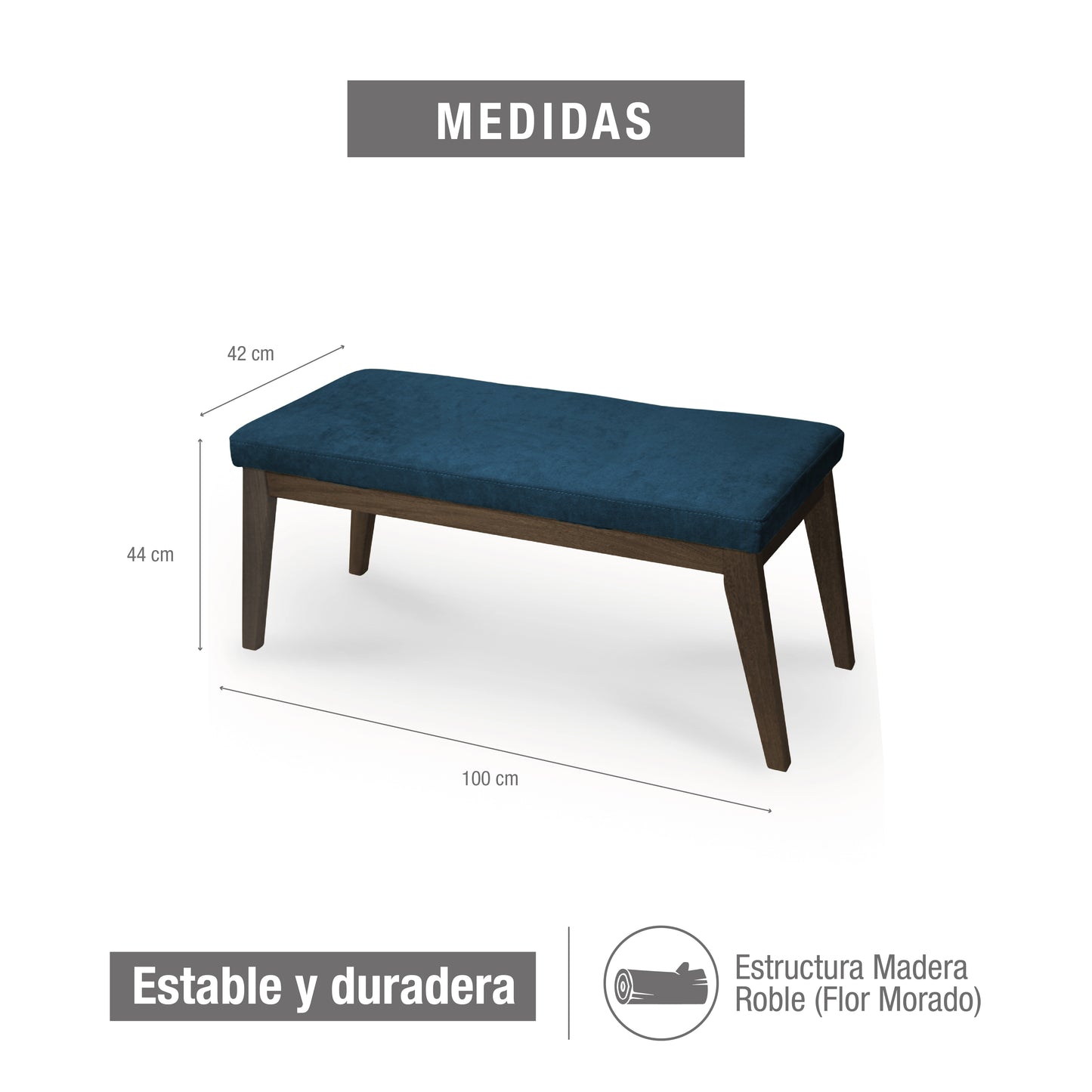 BANCA DE COMEDOR OXFORD NATURAL OSCURO AZUL