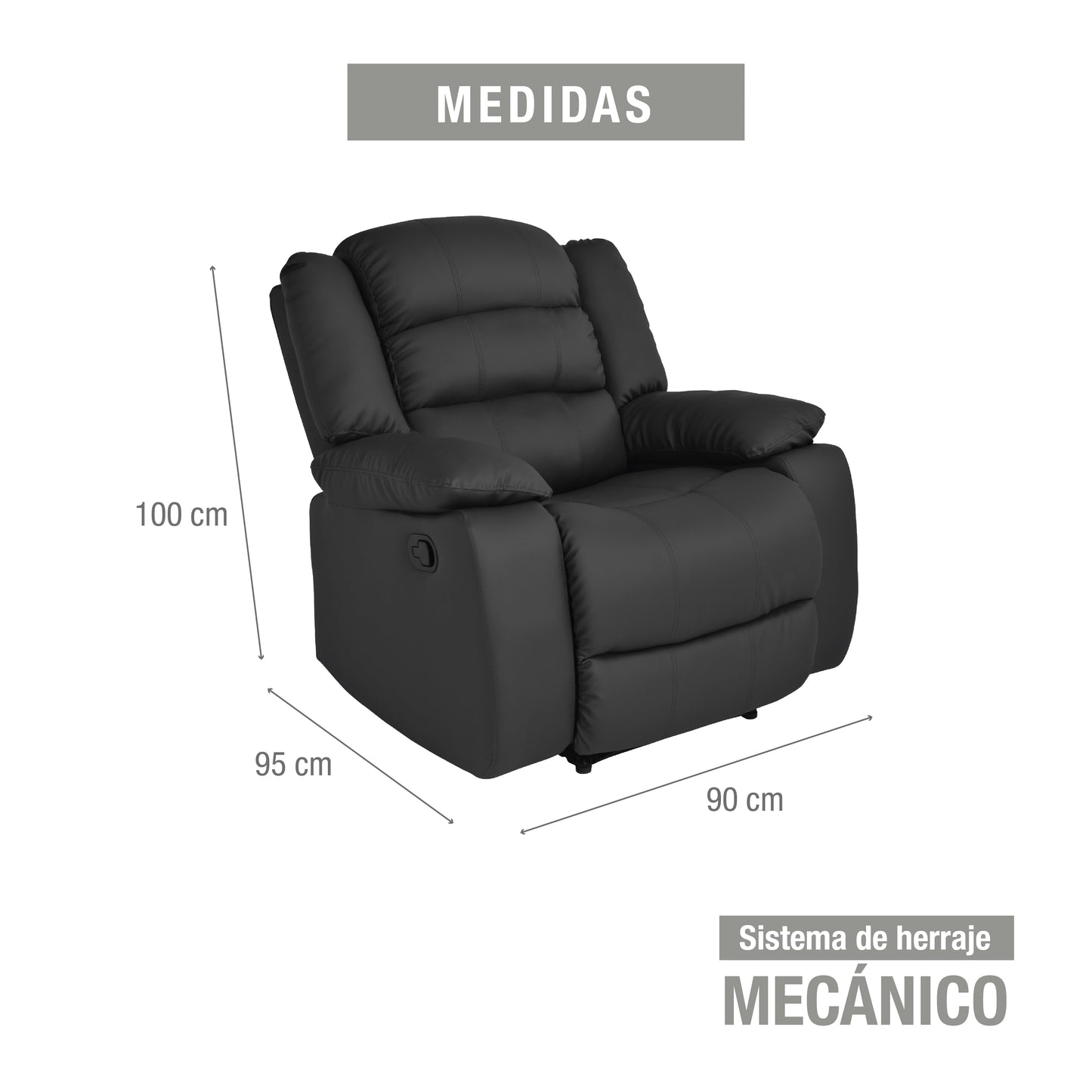 SILLA RECLINABLE DHAKA 1P ESTATICA SINTETICO NEGRO