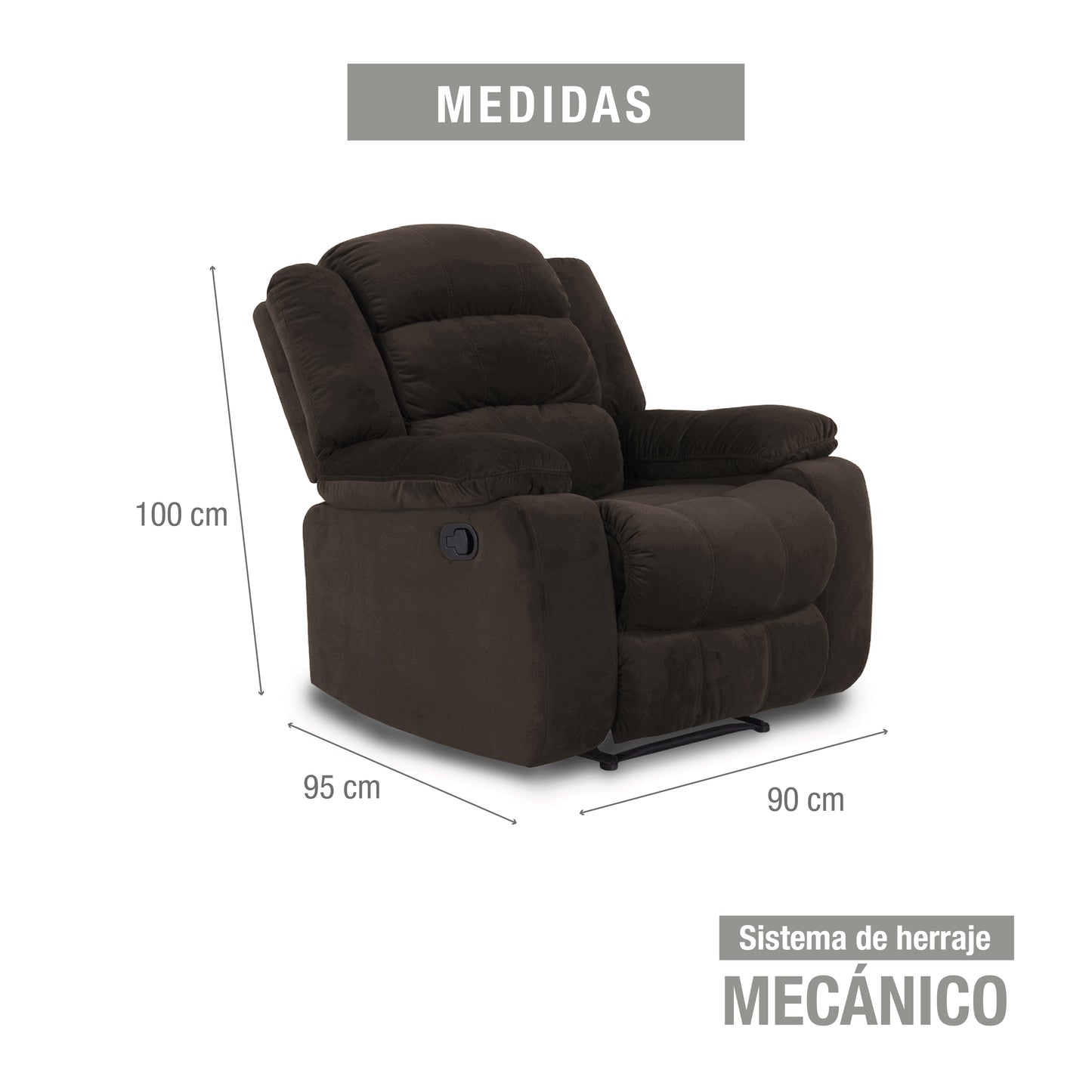 SILLA RECLINABLE DHAKA 1P ESTATICA MICROFIBRA CHOCOLATE
