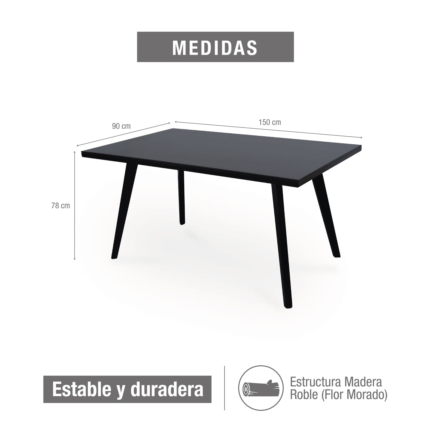 MESA COMEDOR 6 PUESTOS SEUL NEGRO - NEGRO