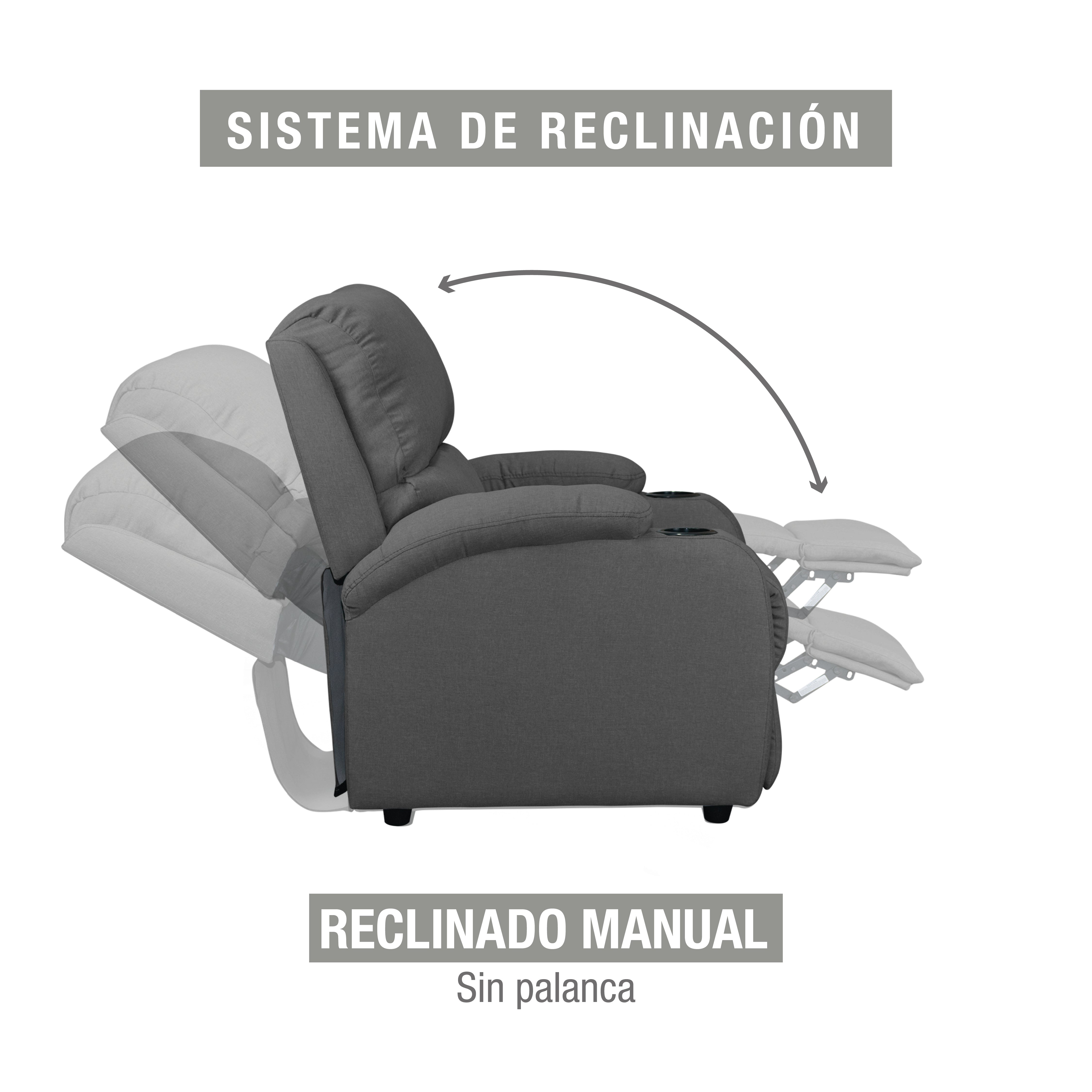 Silla reclinable amber estatica microfibra gris plomo