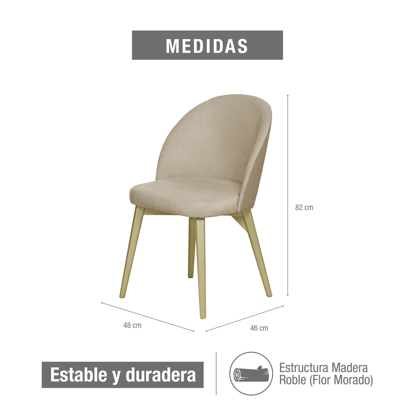 SET X2 SILLA COMEDOR NOVA PATAS CHAMPAÑA IBIZA CRUDO