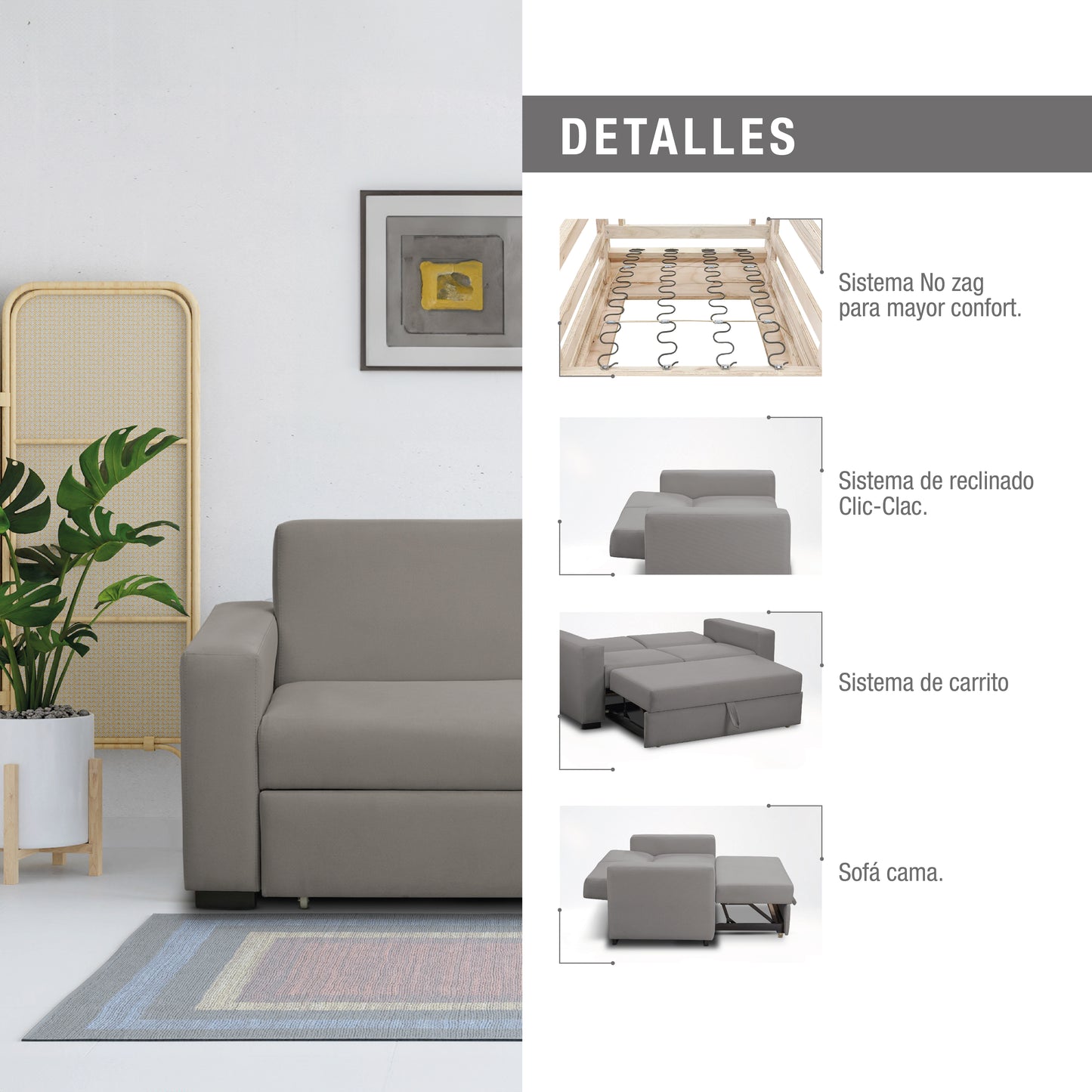 SOFA CAMA OLIVER 140 TAUPE