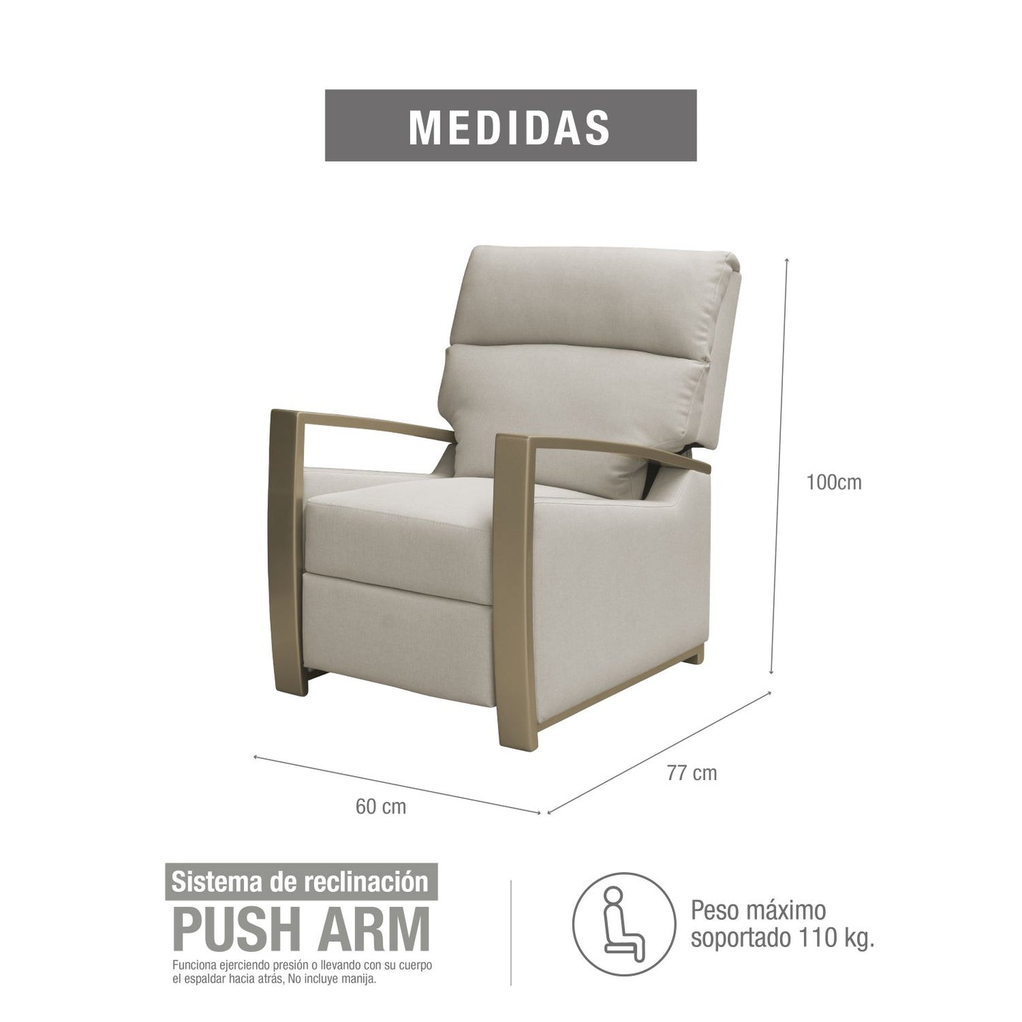 SILLA RECLINABLE FIYI ESTATICA 1 PUESTO MICROFIBRA BLANCO