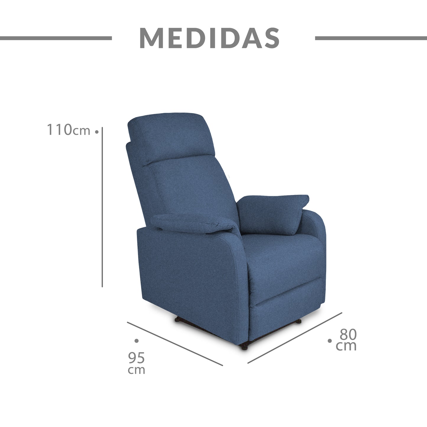 SILLA RECLINABLE VELVET MICROFIBRA AZUL