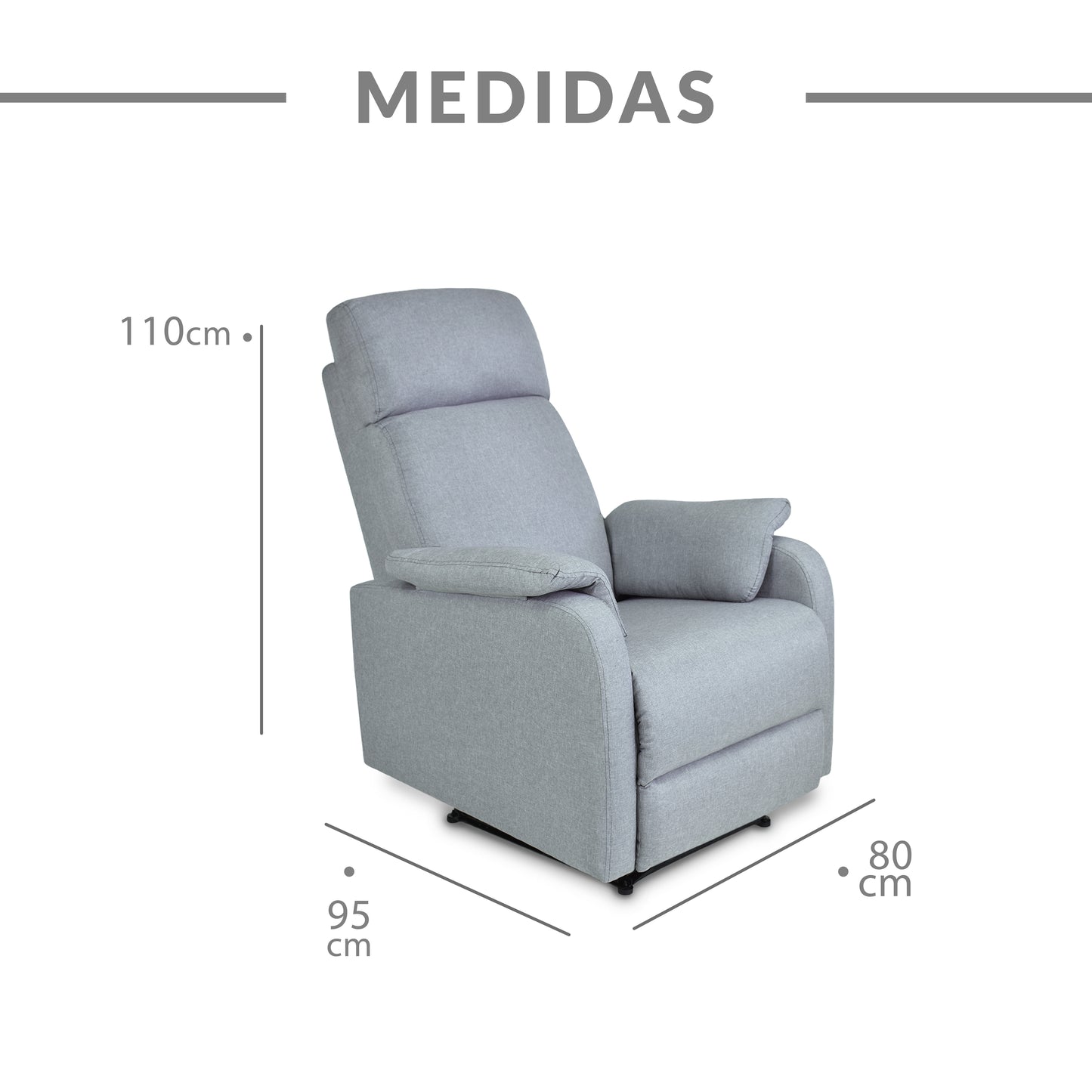 SILLA RECLINABLE VELVET 1 PUESTO MICROFIBRA GRIS CLARO