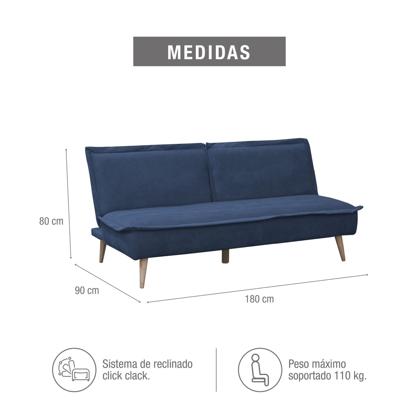 SOFA CAMA DALLAS MICROFIBRA AZUL