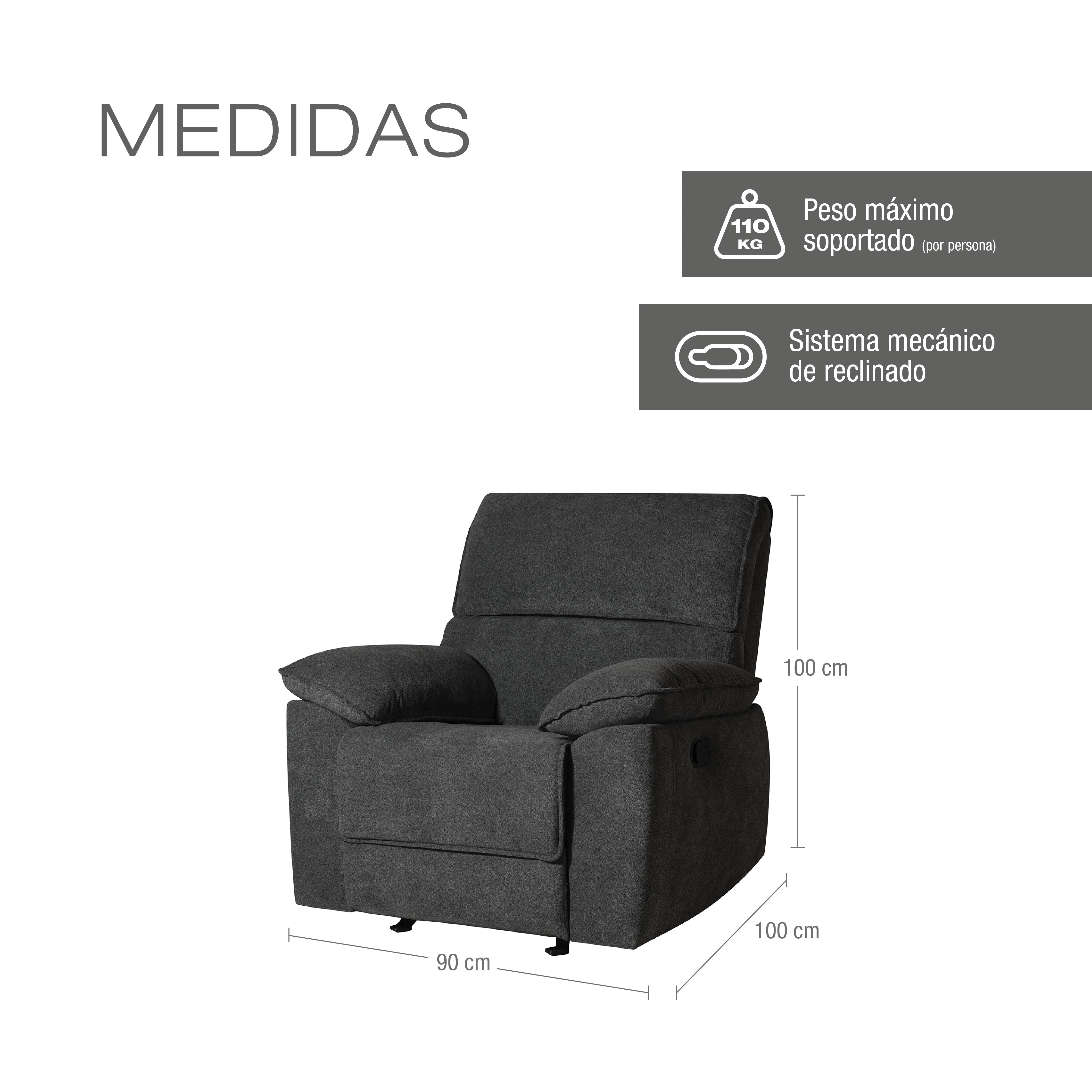 Silla Reclinable Alexa Microfibra Gris Plomo