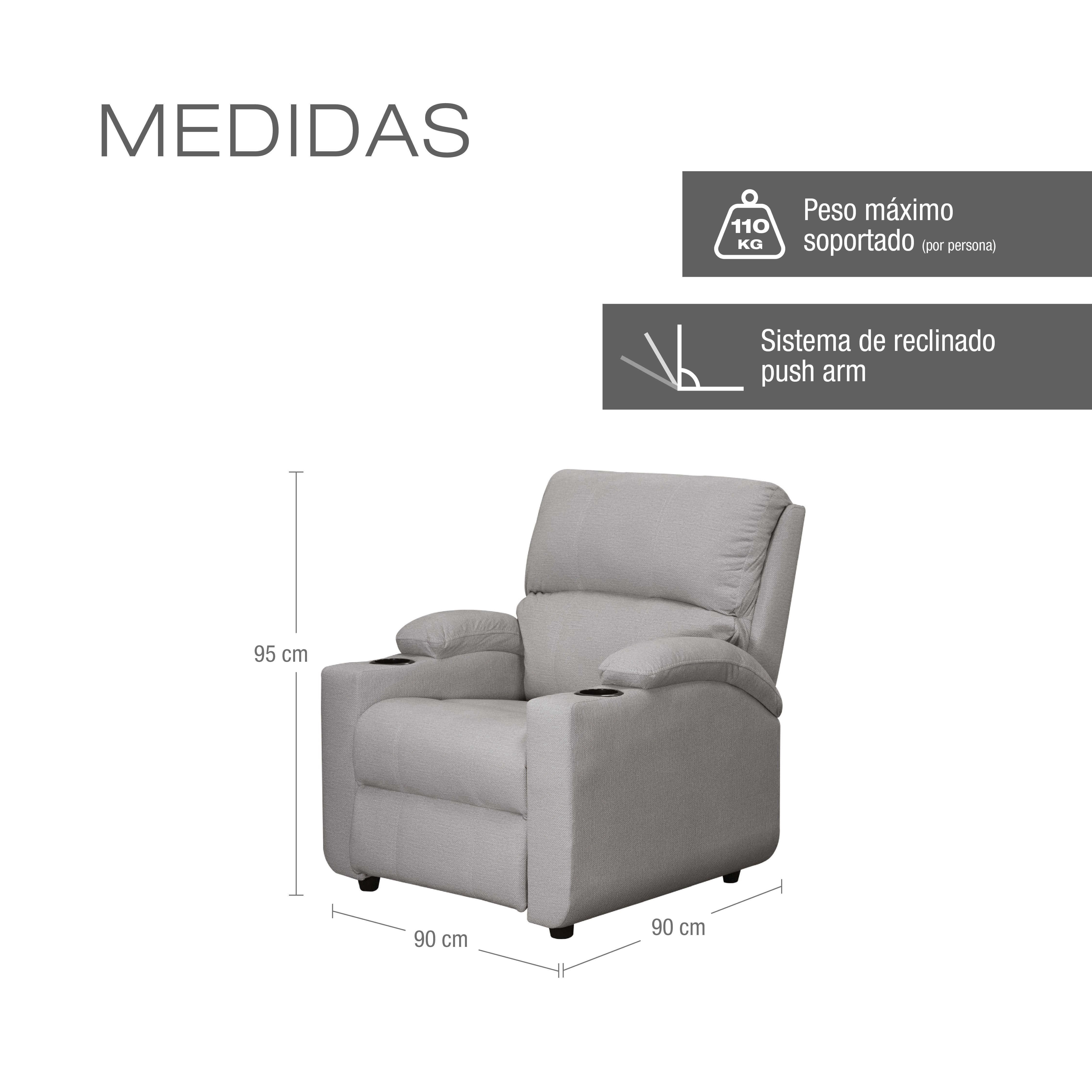 Reclinable Alan Estática microfibra Taupe