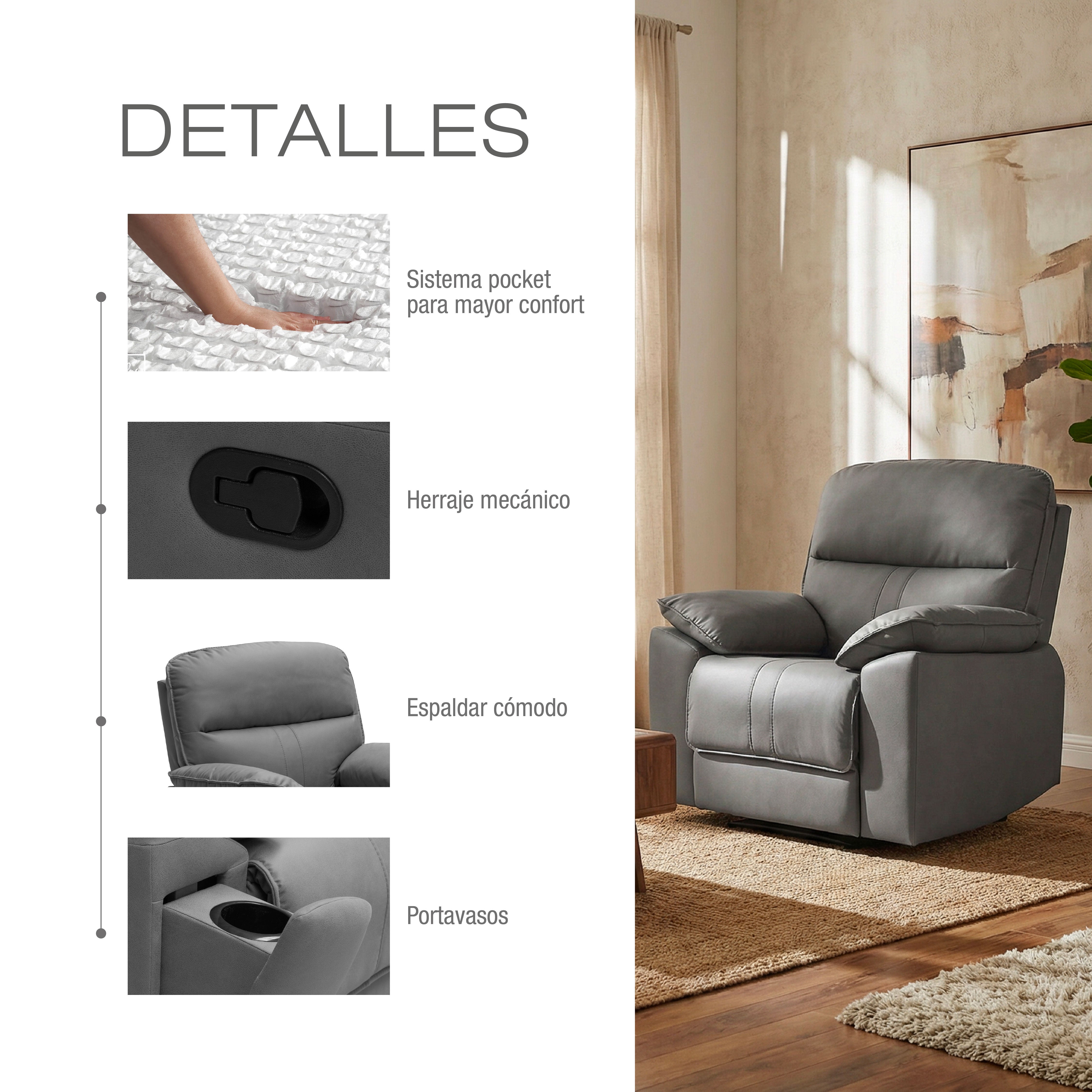 Silla reclinable Alina Gris