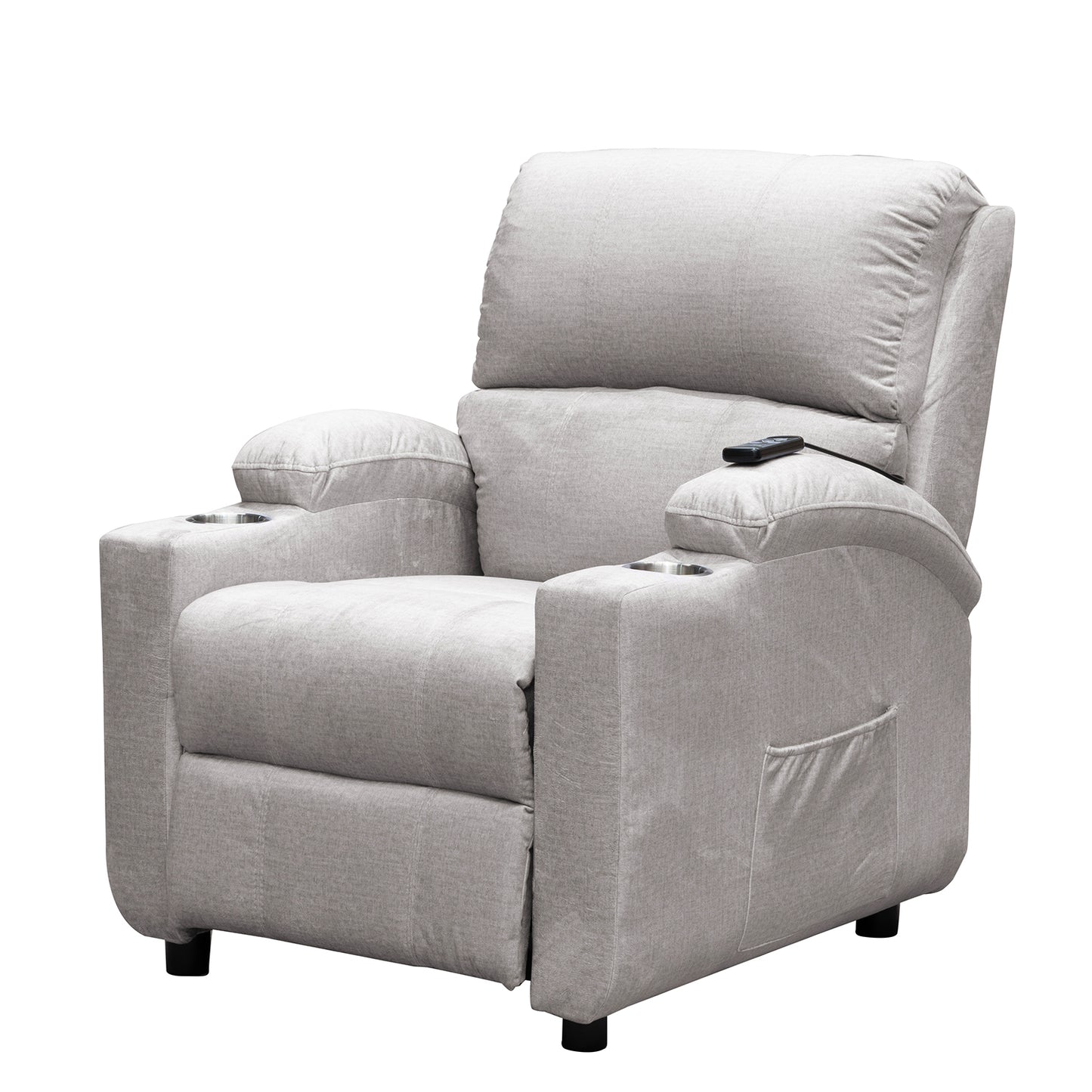 SILLA RECLINABLE ESTATICA ALAN ATLAS SILVER CON MASAJE MICROFIBRA PLATA
