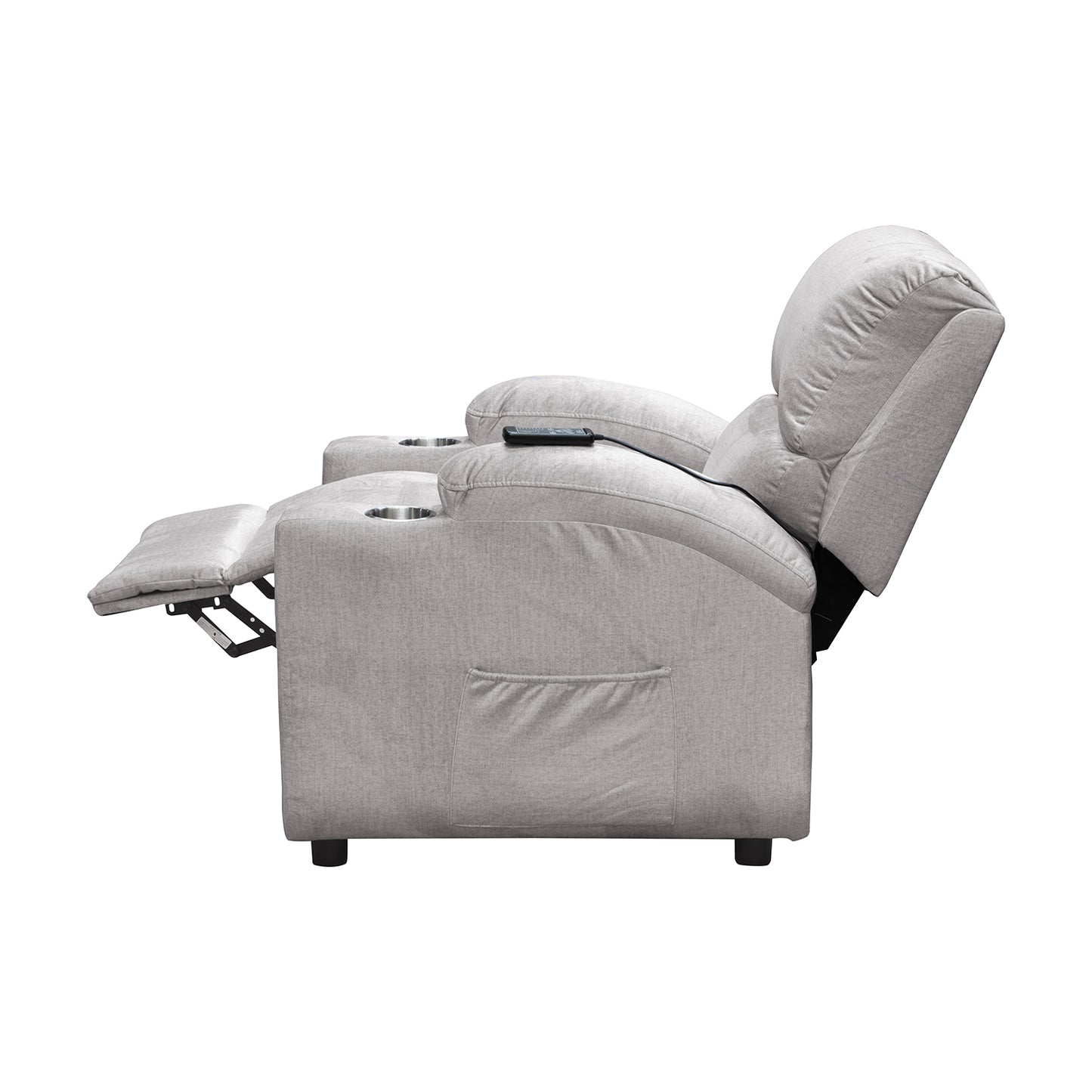 SILLA RECLINABLE ESTATICA ALAN ATLAS SILVER CON MASAJE MICROFIBRA PLATA