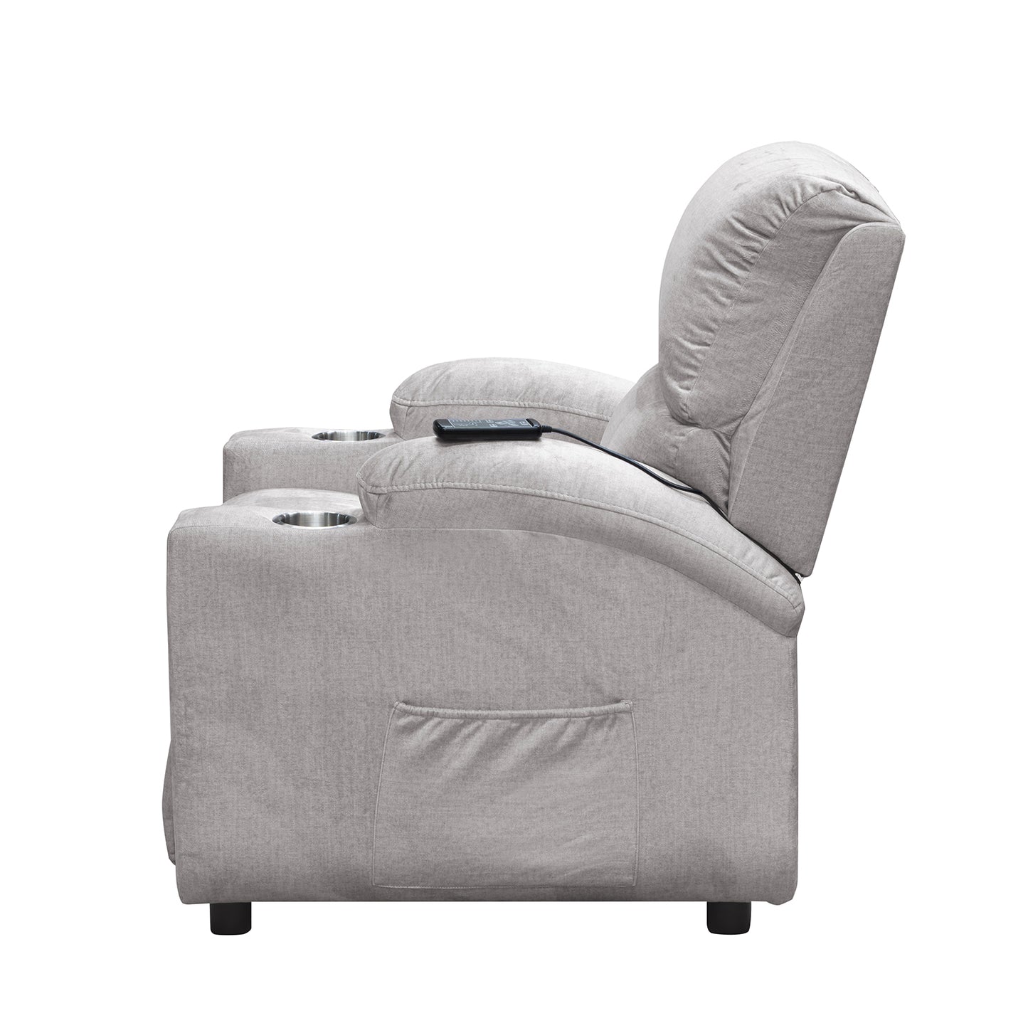 SILLA RECLINABLE ESTATICA ALAN ATLAS SILVER CON MASAJE MICROFIBRA PLATA