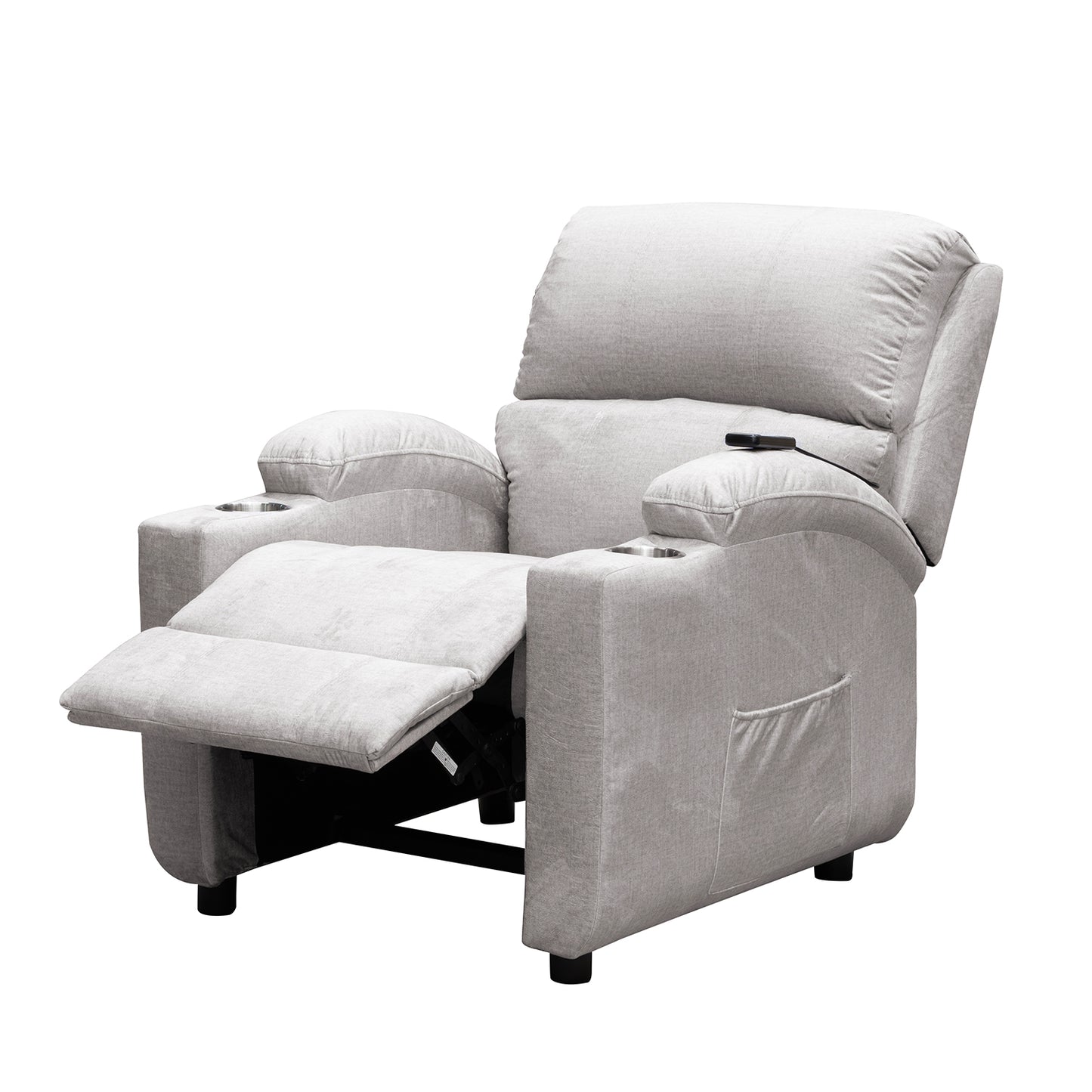 SILLA RECLINABLE ESTATICA ALAN ATLAS SILVER CON MASAJE MICROFIBRA PLATA