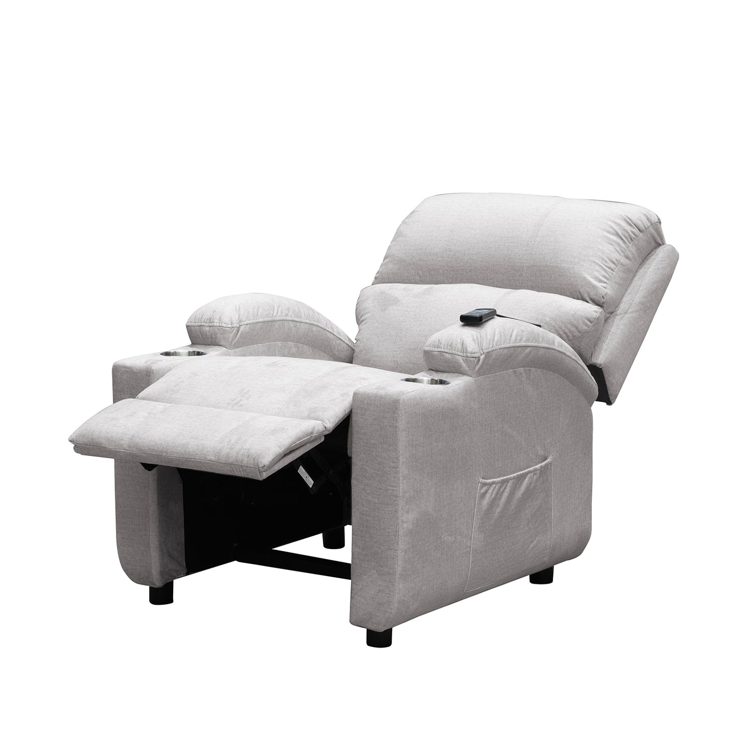SILLA RECLINABLE ESTATICA ALAN ATLAS SILVER CON MASAJE MICROFIBRA PLATA
