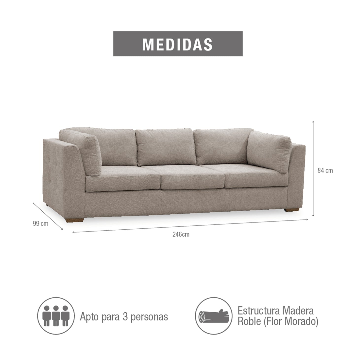 SOFA ASTER 3 PTOS TAUPE