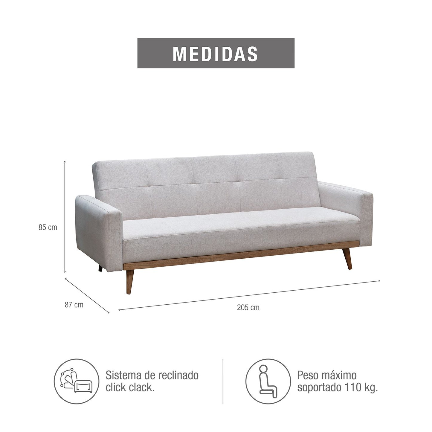 SOFA CAMA MARK MICROFIBRA MARFIL