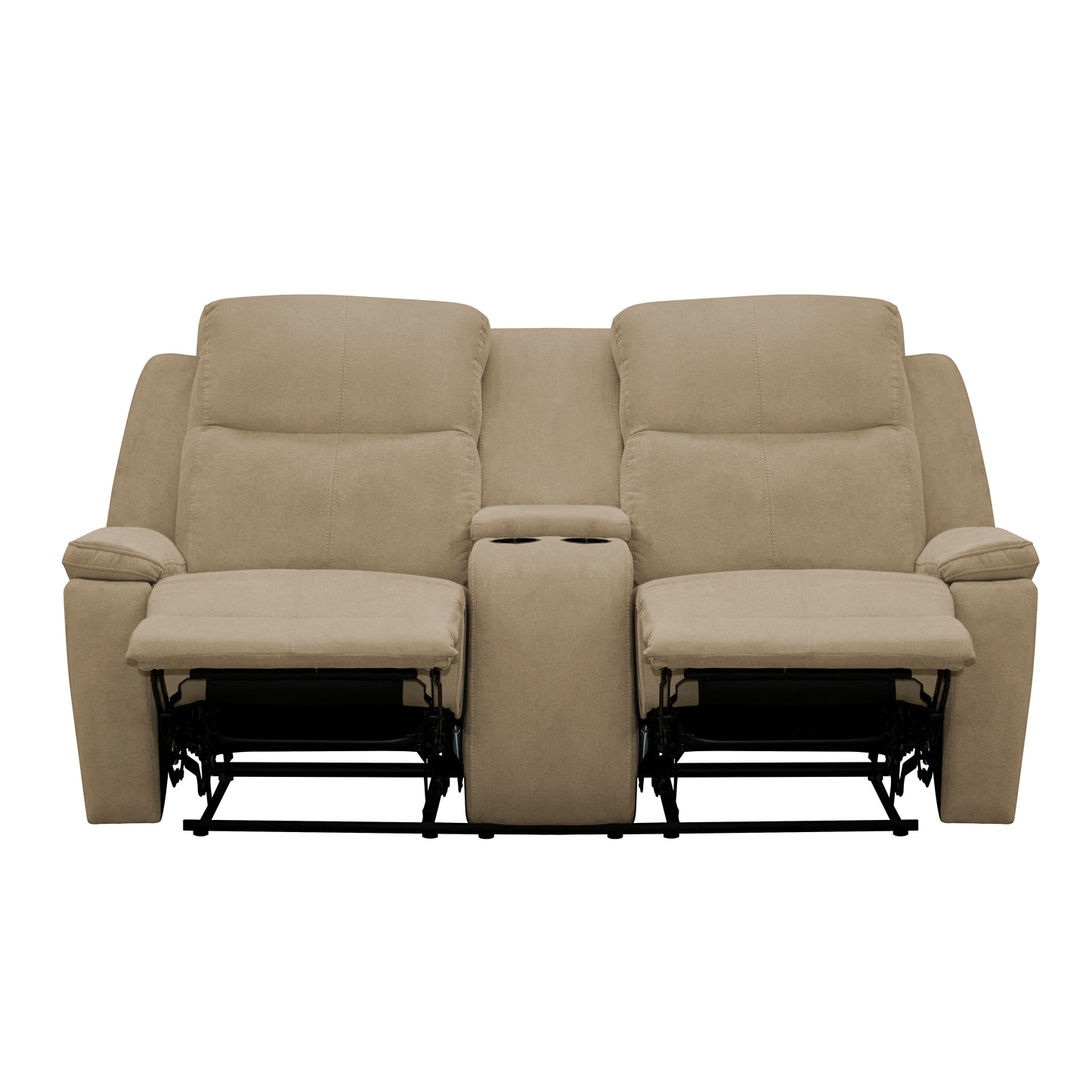 SOFÁ RECLINABLE CON CONSOLA MARSELLA 2 PUESTOS MICROFIBRA CAMEL