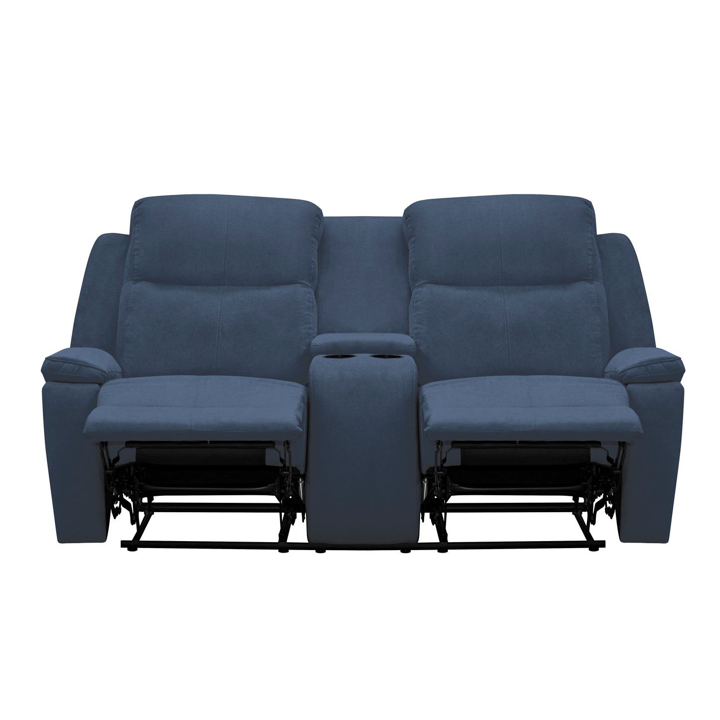 SOFA RECLINABLE CON CONSOLA MARSELLA 2 PUESTOS MICROFIBRA AZUL