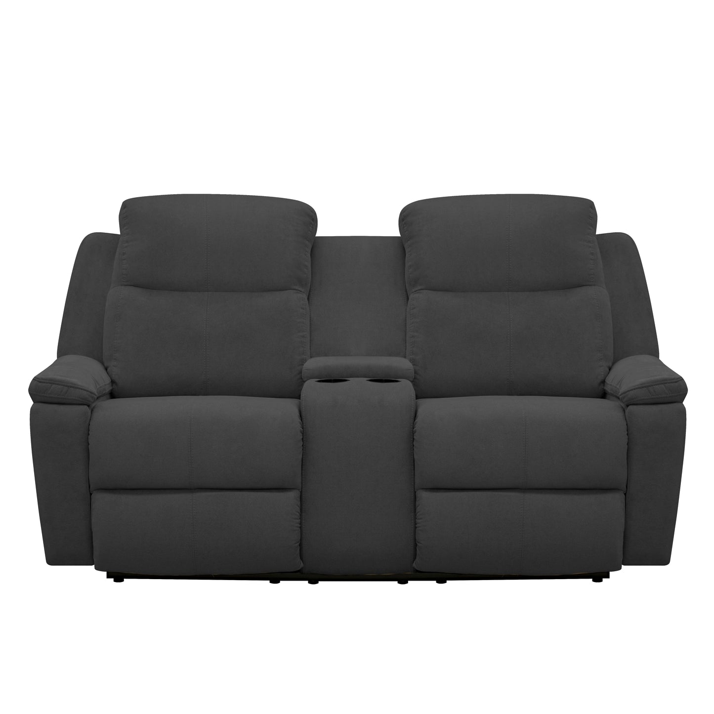 SOFA RECLINABLE CON CONSOLA MARSELLA MICROFIBRA GRIS