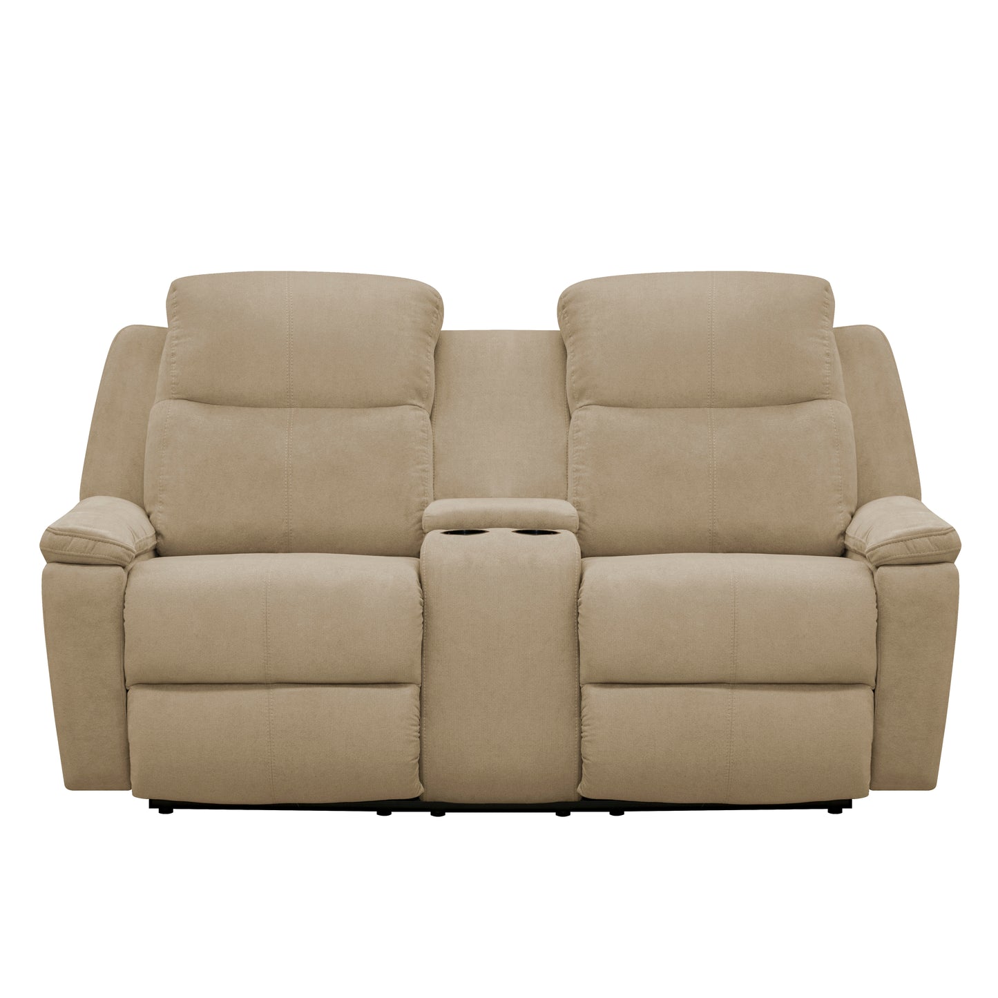 SOFÁ RECLINABLE CON CONSOLA MARSELLA 2 PUESTOS MICROFIBRA CAMEL
