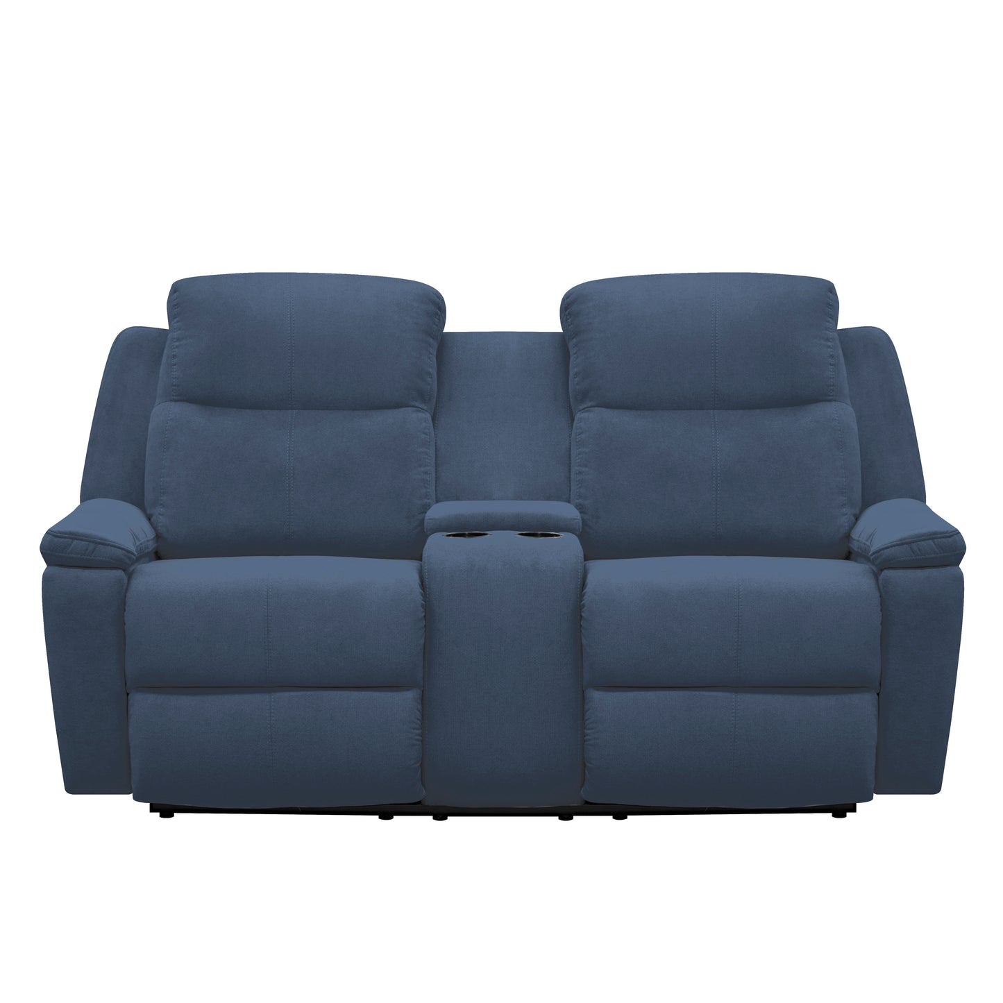 SOFA RECLINABLE CON CONSOLA MARSELLA 2 PUESTOS MICROFIBRA AZUL