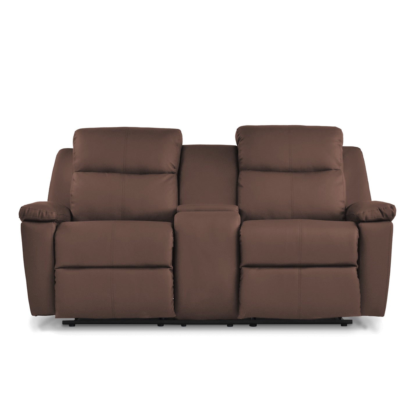 SOFA RECLINABLE CON CONSOLA MARSELLA 2 PUESTOS SINTETICO CHOCOLATE