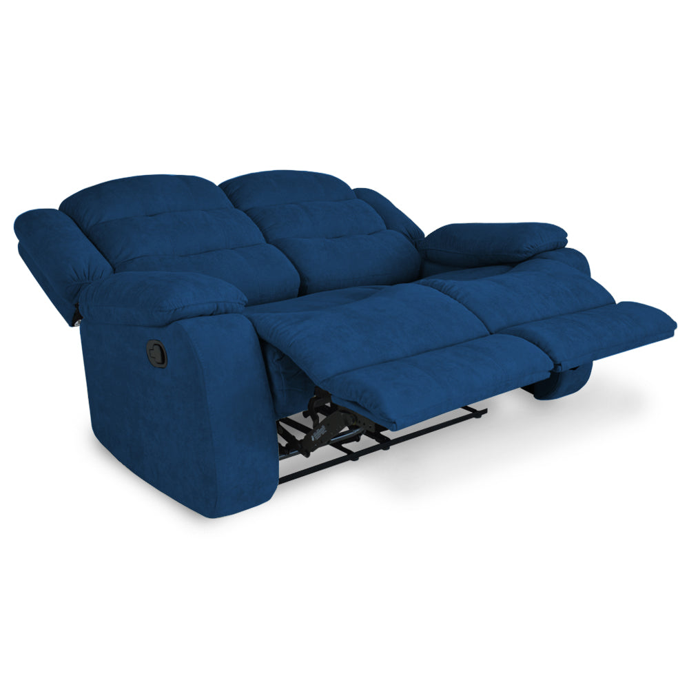 Sofá reclinable grand 2 puestos microfibra azul