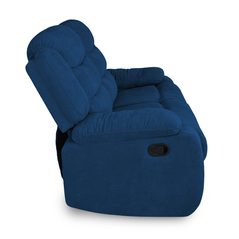 Sofá reclinable grand 2 puestos microfibra azul