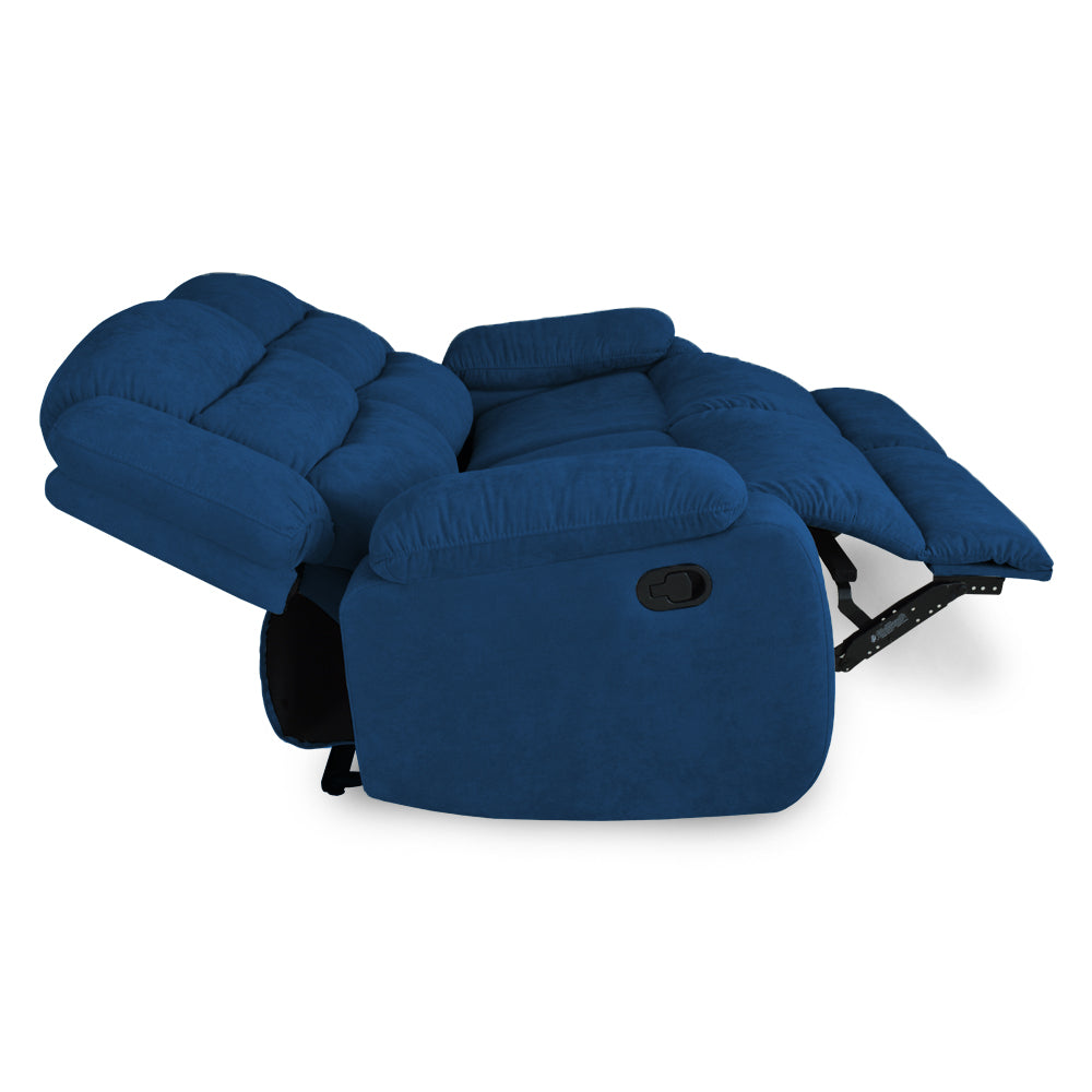 SOFA RECLINABLE GRAND 2 PUESTOS MICROFIBRA AZUL